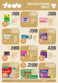 Vista previa Supermercados TODO - Ofertas válido desde el 25/08/2026 | Página: 23 | Productos: Toallas, Diarios, Pañales, Protectores diarios