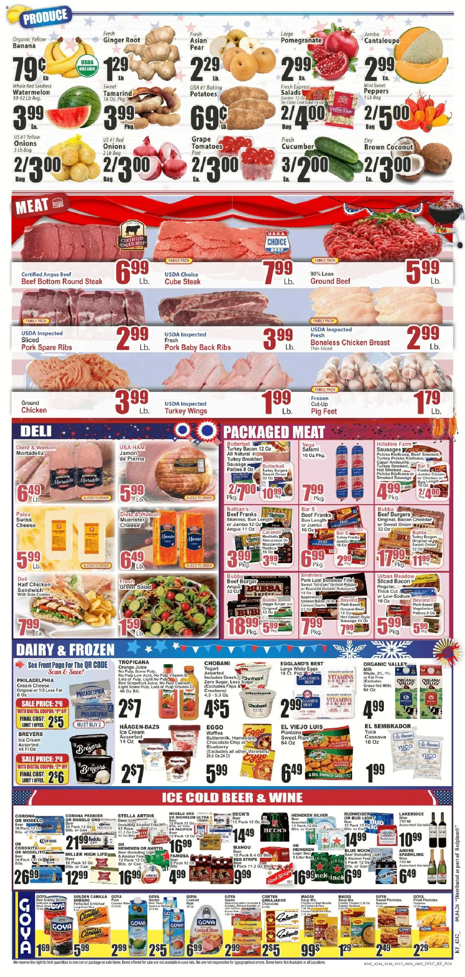 Key Food Weekly Ad - valid from 09/04/2026 | Page: 4 | Products: Ham, Sausage, Chocolate Chip, Case