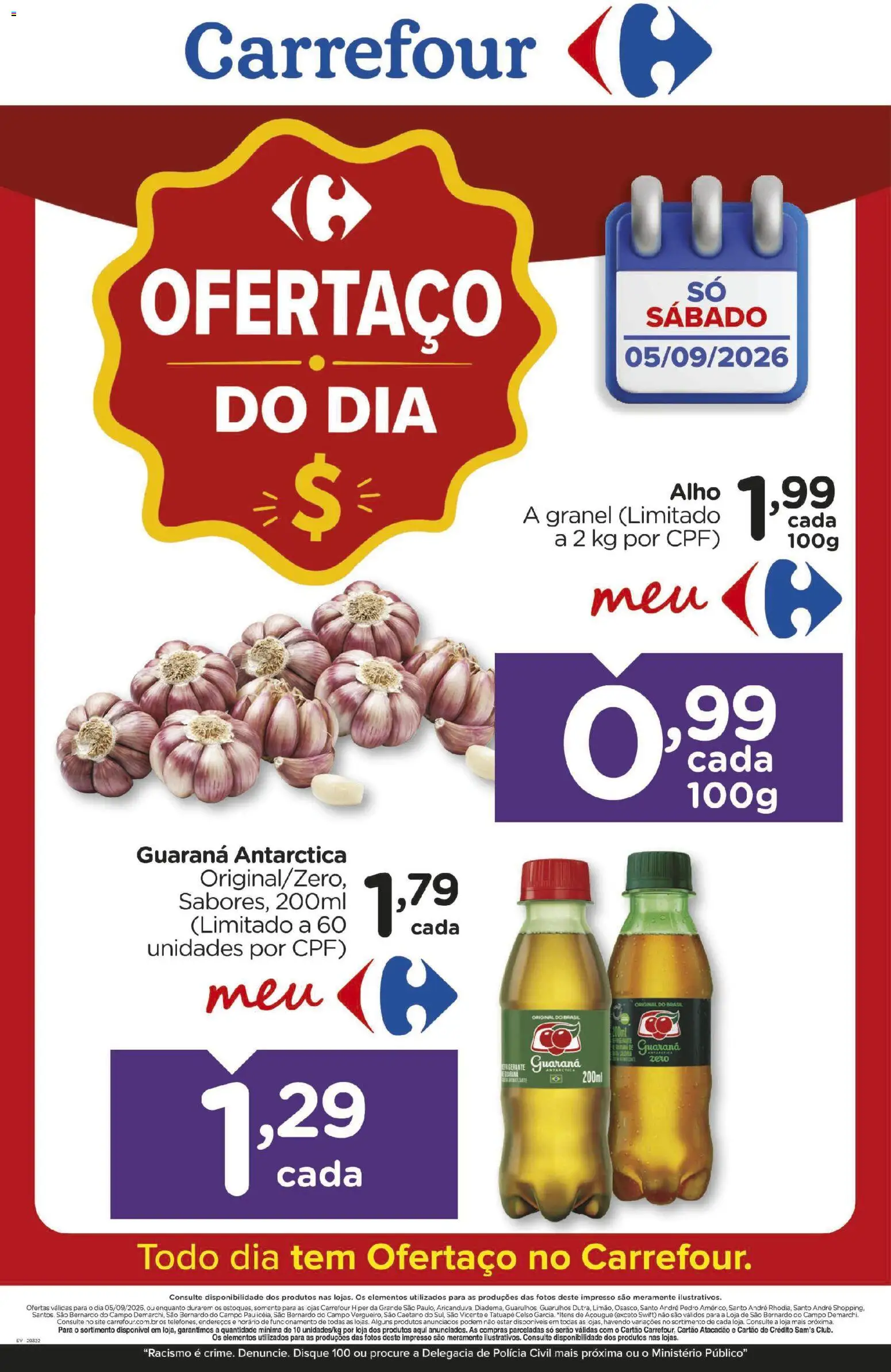 Carrefour Folheto - válido de 05/09/2026 | Página: 1 | Produtos: Alho, Guaraná