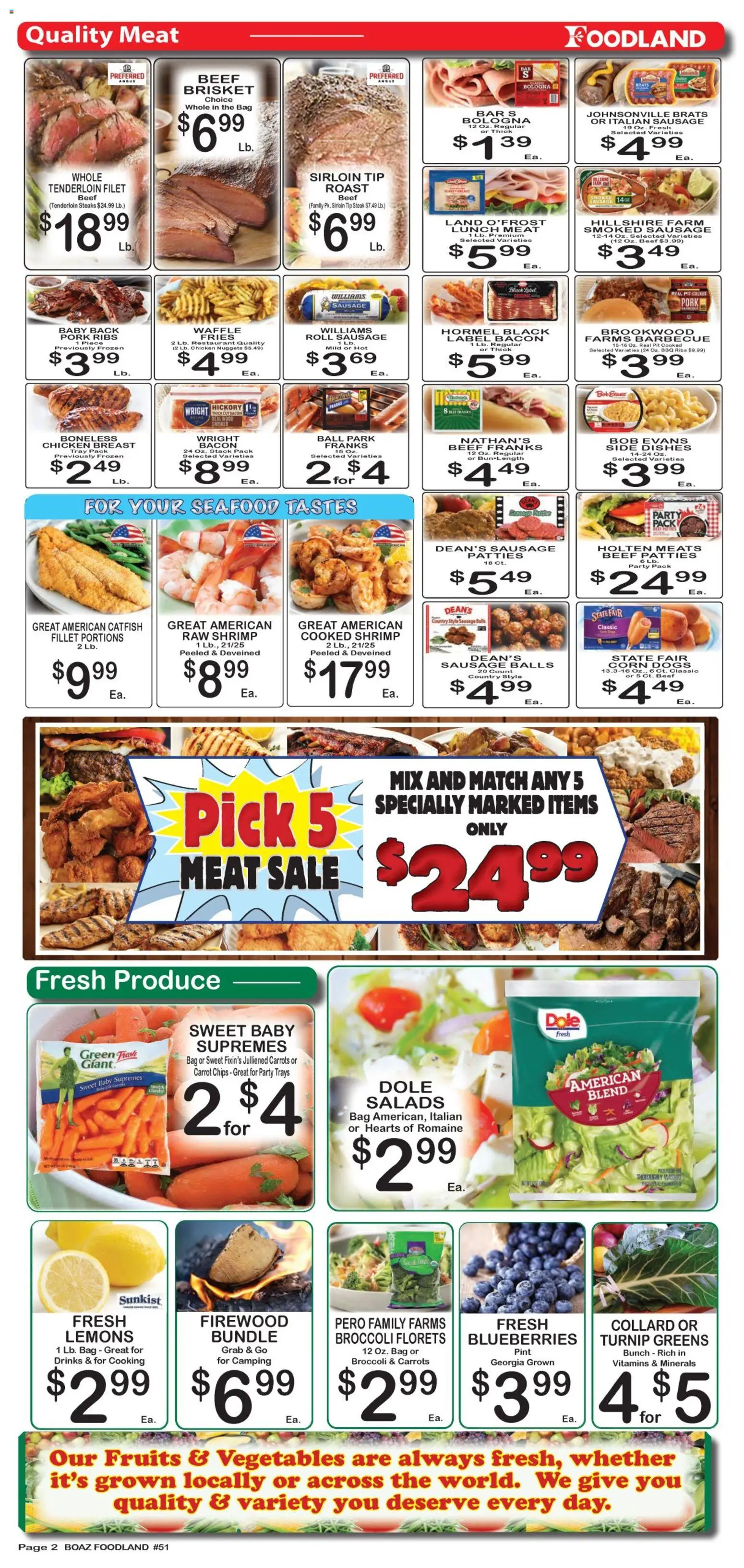 Foodland Weekly Ad - valid from 19.05.2026 | Page: 2 | Products: Carrot, Fruits, Seafood, Sausage