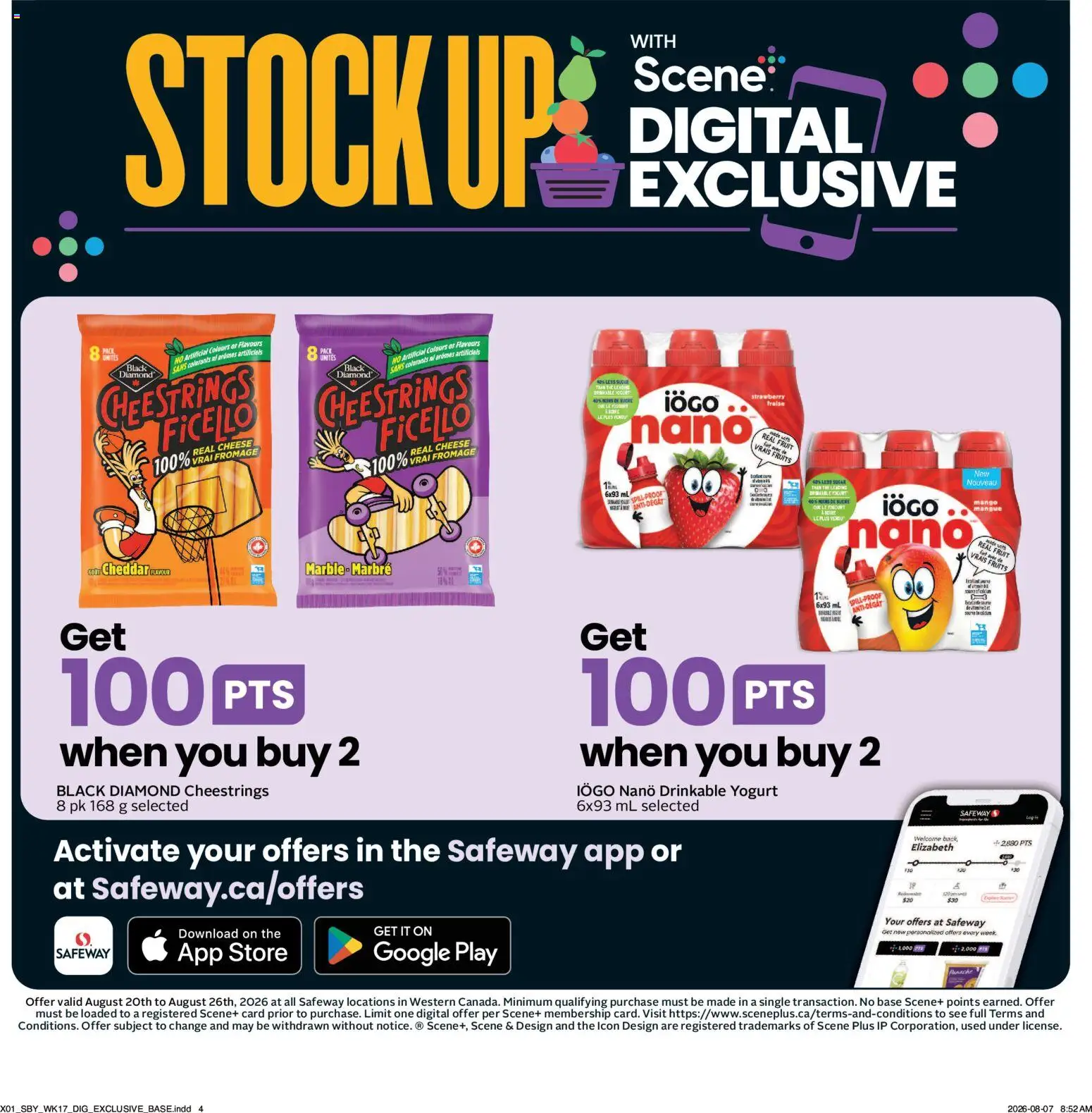 Safeway flyer valid from Aug 20, 2026 | Page: 13 | Products: Fruit, Mango, Cheese, Yogurt