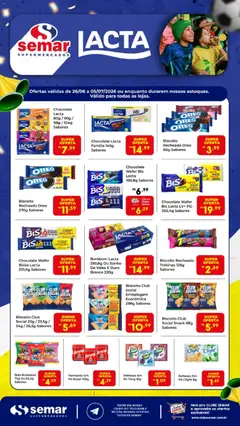 Semar Supermercado ofertas Lacta - Pré-Visualização do folheto da loja Semar Supermercado, válido de 26/06/2026