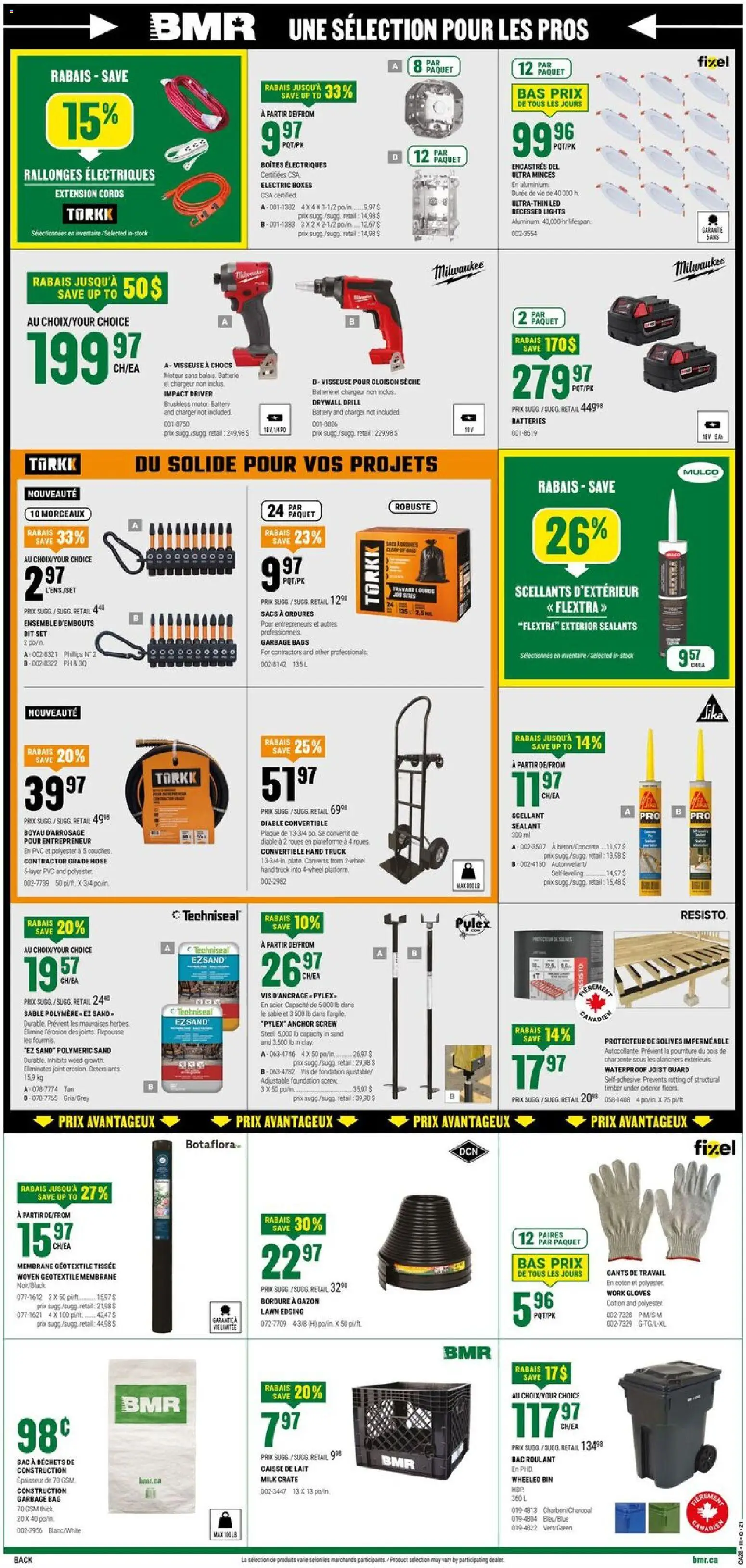BMR flyer valid from Jul 9, 2026 | Page: 2 | Products: Gloves, Bag, Battery, Milk