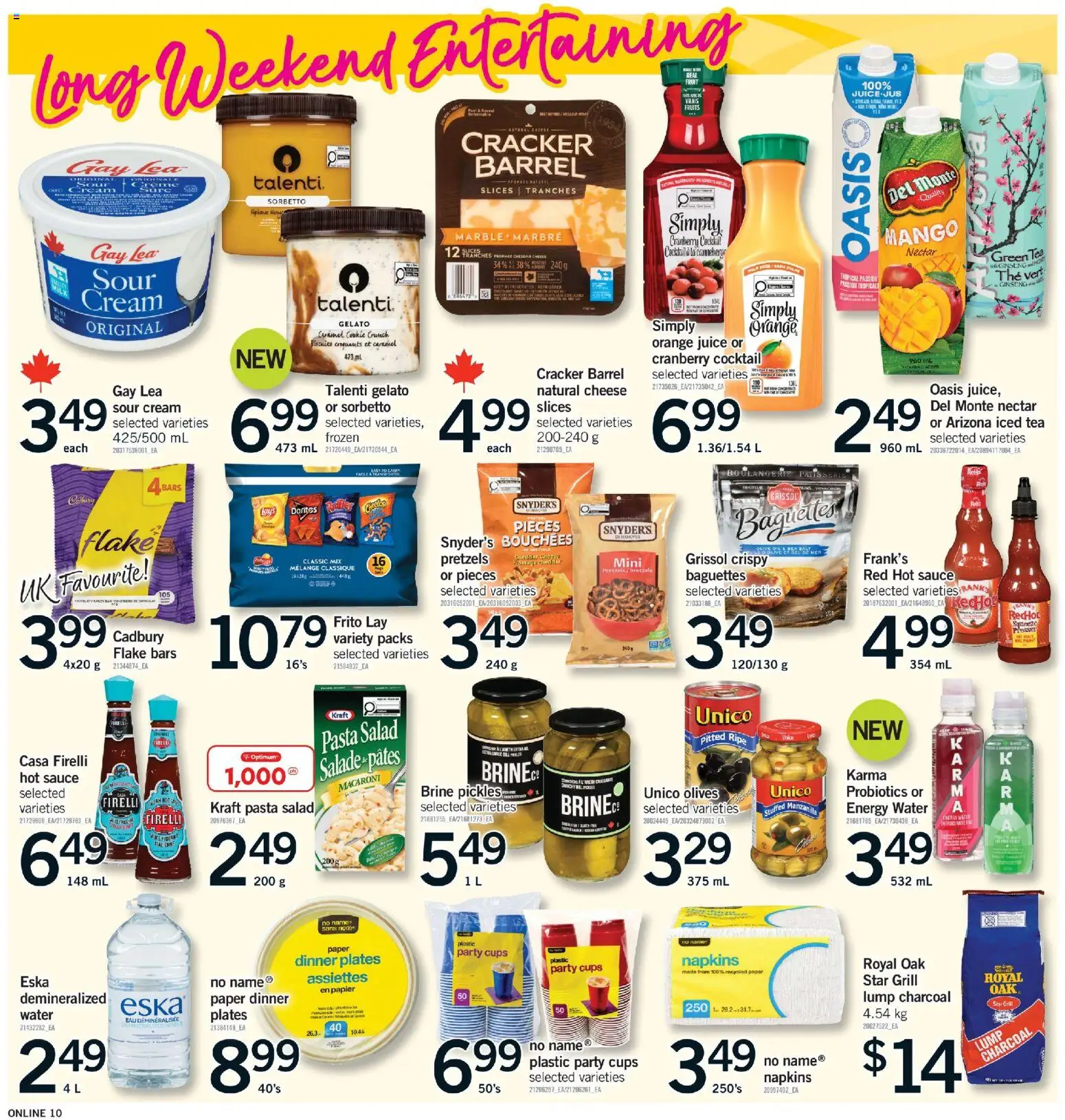 Fortinos flyer valid from 14.05.2026 | Page: 10 | Products: Sour cream, Pasta, Salad, Juice