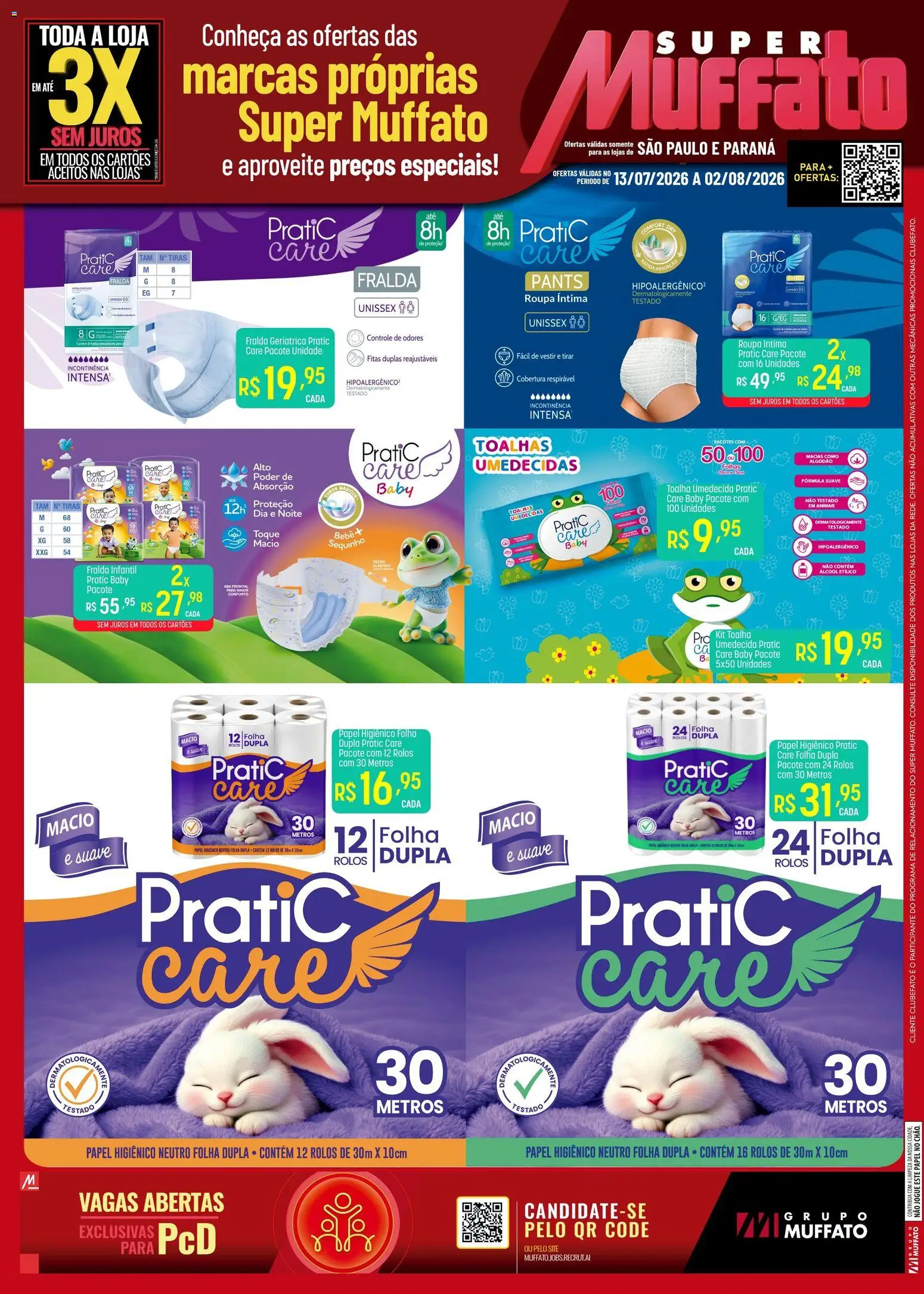 Super Muffato Folheto - válido de 13/07/2026 | Página: 1 | Produtos: Pá, Papel higiênico, Toalha umedecida