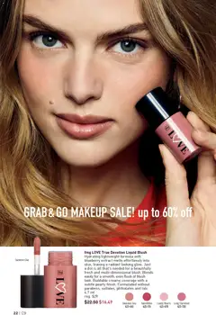 Preview of fmg LOVE True Devotion Liquid Blush, Hydrating lightweight formula with blueberry extract melts effortlessly into skin, leaving a radiant looking glow. Just a dot is all that's needed for a beautifully fresh and multi-dimensional blush. Blends easily for a smooth, even flush of blush look. Buildable creamy coverage with a subtle pearly finish. Formulated without parabens, sulfates, phthalates and talc. 4.7 ml from shop Avon valid from 23.04.2026 | Page: 22 | Products: Blush