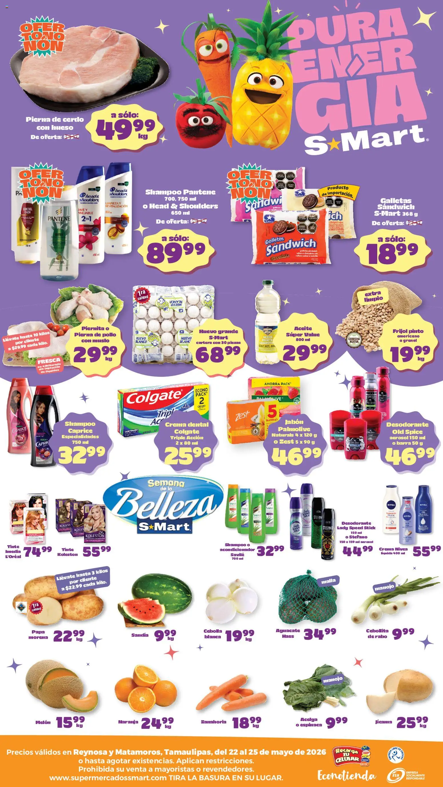 Nuevas ofertas de S-Mart válidas en toda la República Mexicana desde el 22.05.2026. ¡Encuentra las mejores ofertas en S-Mart folleto Reynosa! | Página: 2 | Productos: Pollo, Galletas, Zanahoria, Acondicionador