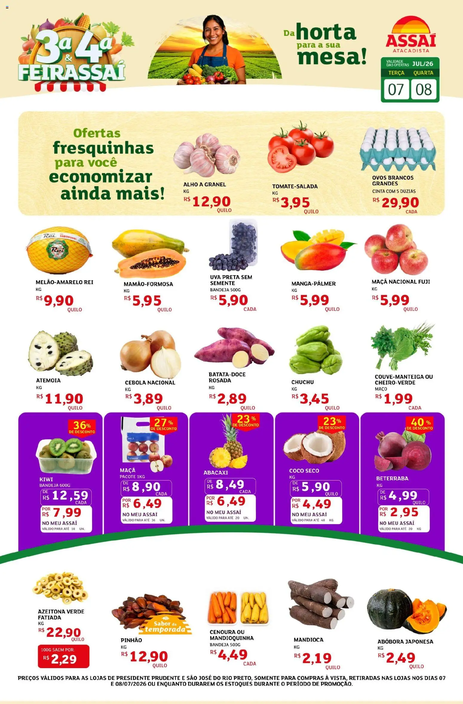 Assaí Atacadista Folheto - válido de 07/07/2026 | Página: 1 | Produtos: Abóbora, Alho, Mandioquinha, Abacaxi