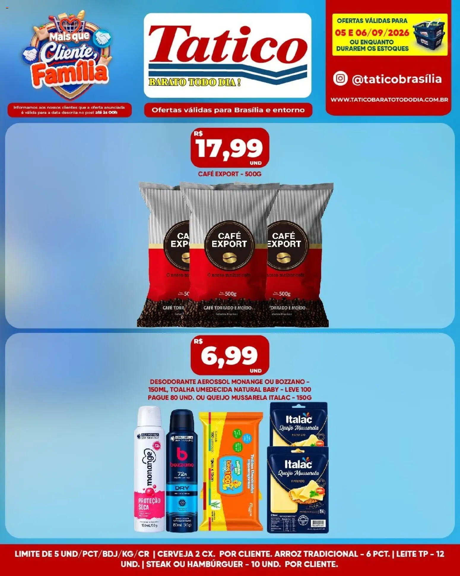 Tatico Folheto - válido de 05/09/2026 | Página: 7 | Produtos: Steak, Desodorante, Queijo, Arroz