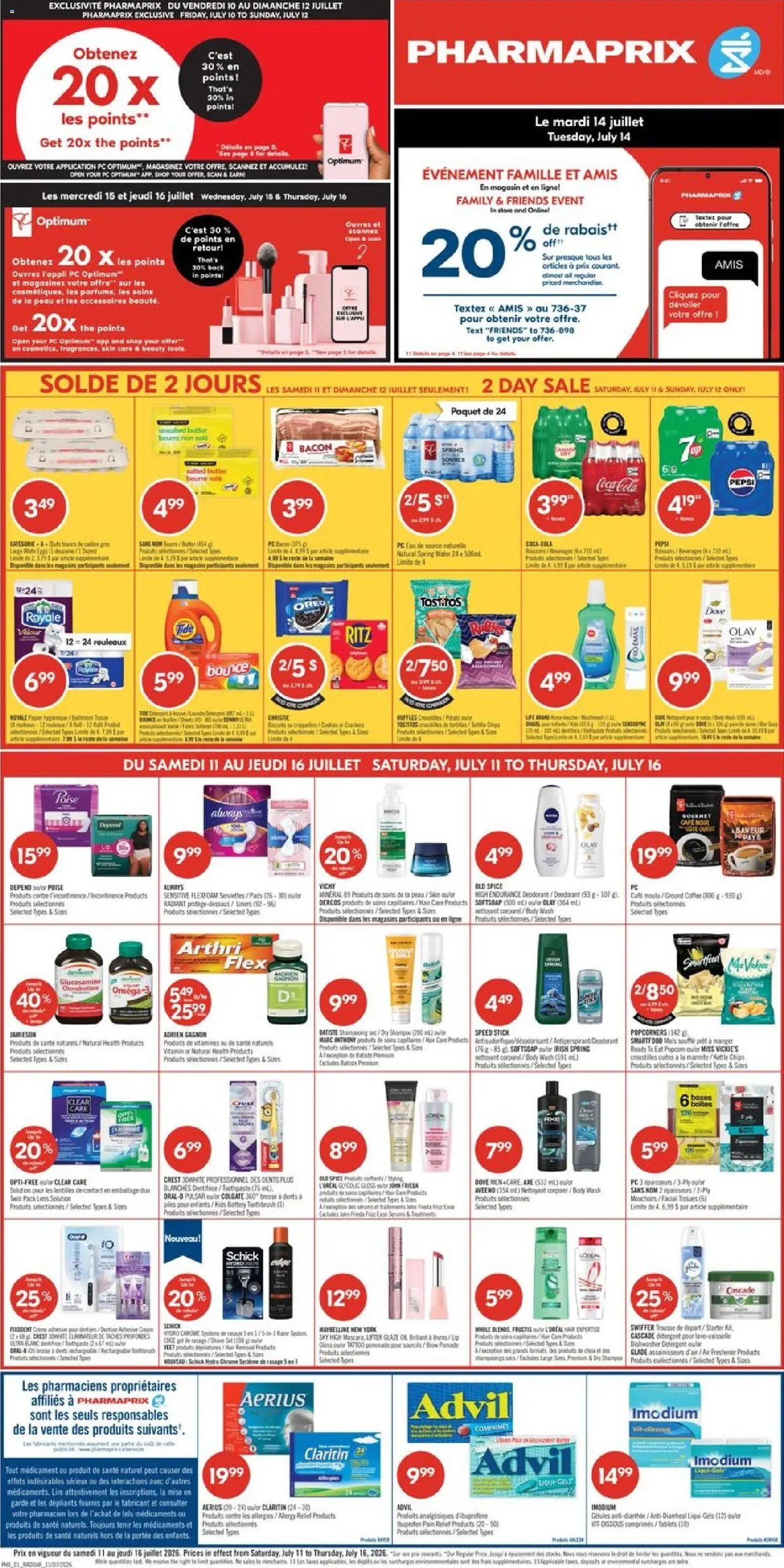 Pharmaprix flyer valid from Jul 11, 2026 | Page: 2 | Products: PC, Detergent, Butter, Coffee