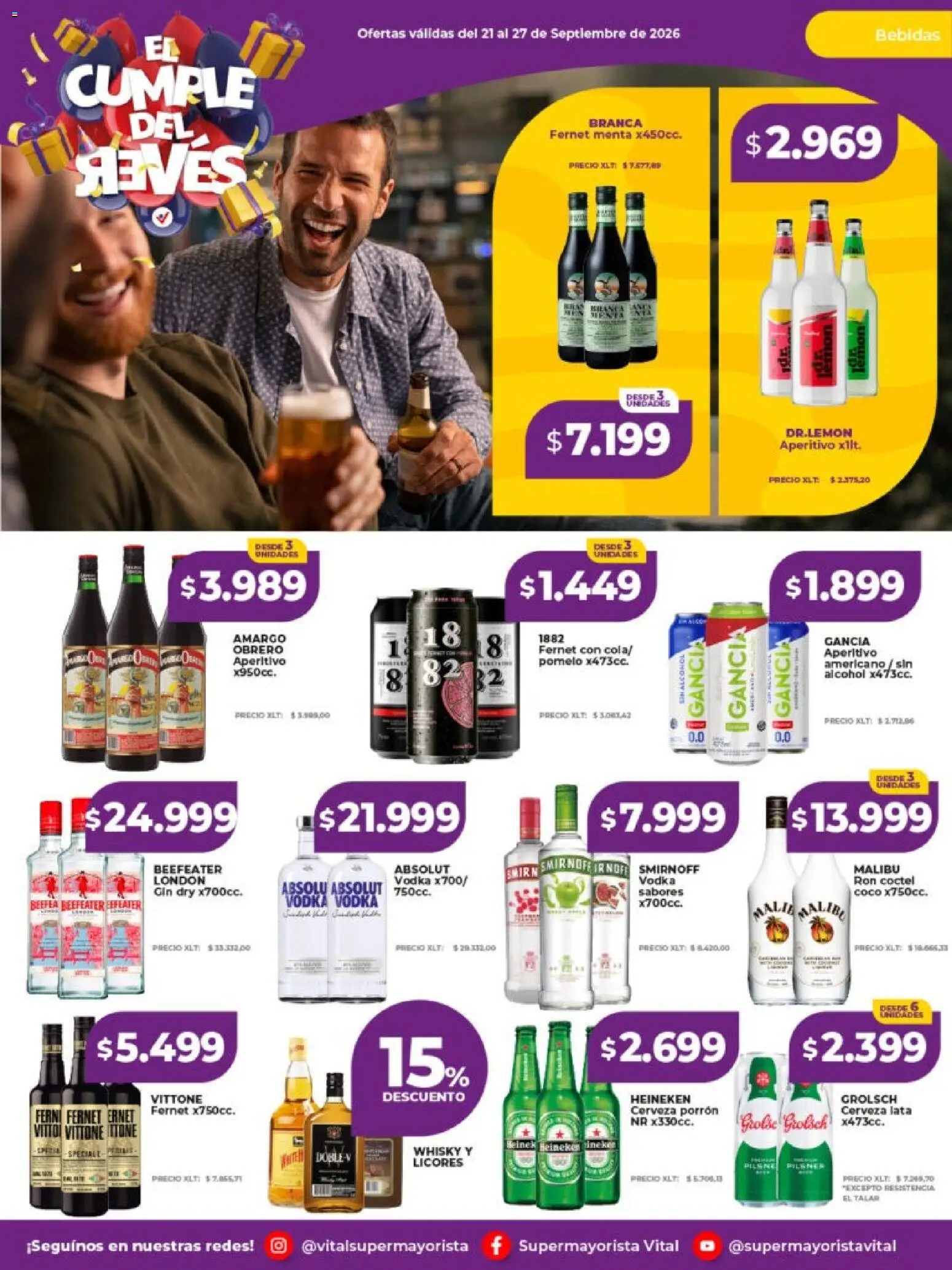 Vital - Ofertas │ válido desde el 21/09/2026 | Página: 17 | Productos: Ron, Bebidas, Fernet, Alcohol
