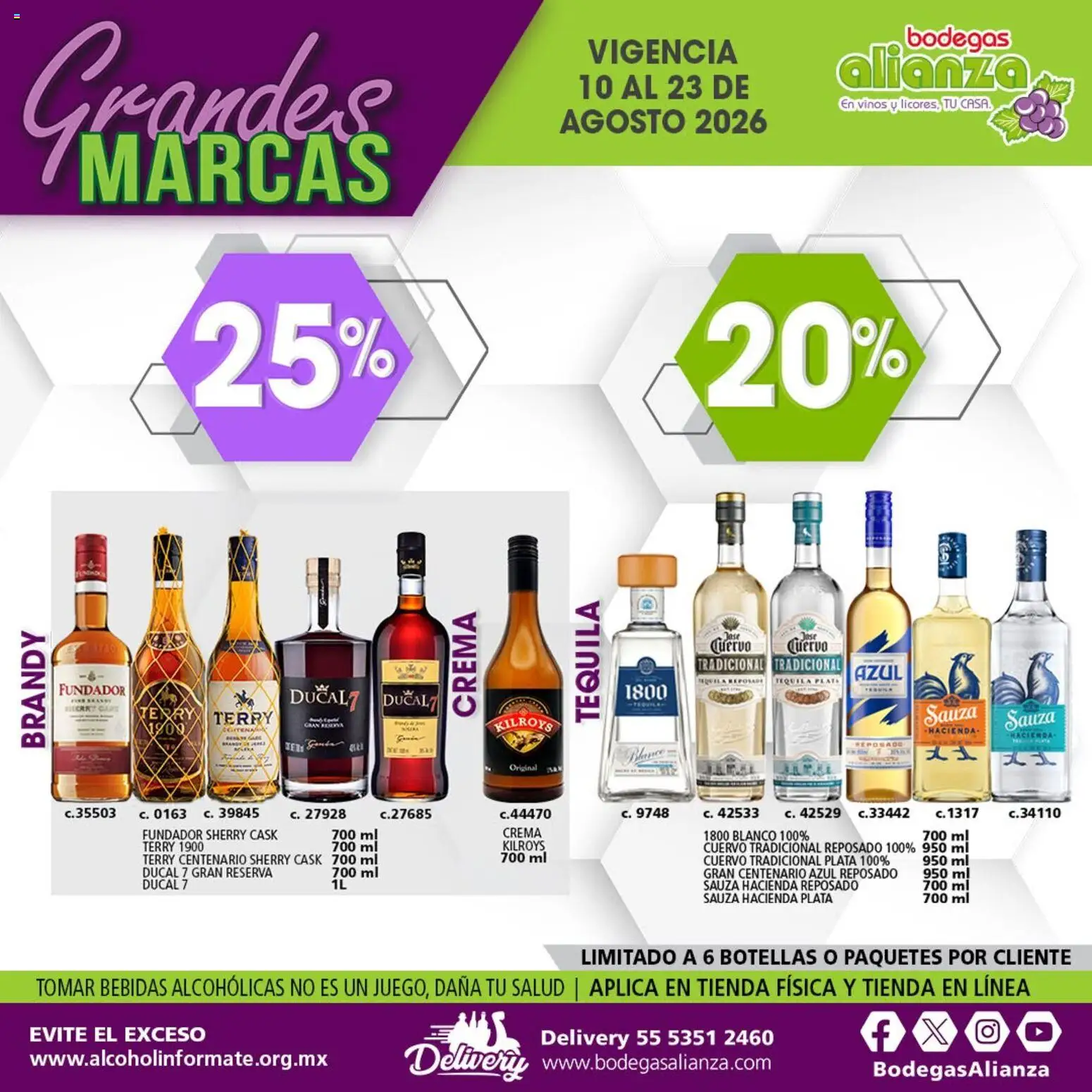 Nuevas ofertas de Bodegas Alianza válidas en toda la República Mexicana desde el 10/08/2026. ¡Encuentra las mejores ofertas en Bodegas Alianza catálogo Grandes Marcas! | Página: 9 | Productos: Crema, Tequila, Bebidas, Brandy