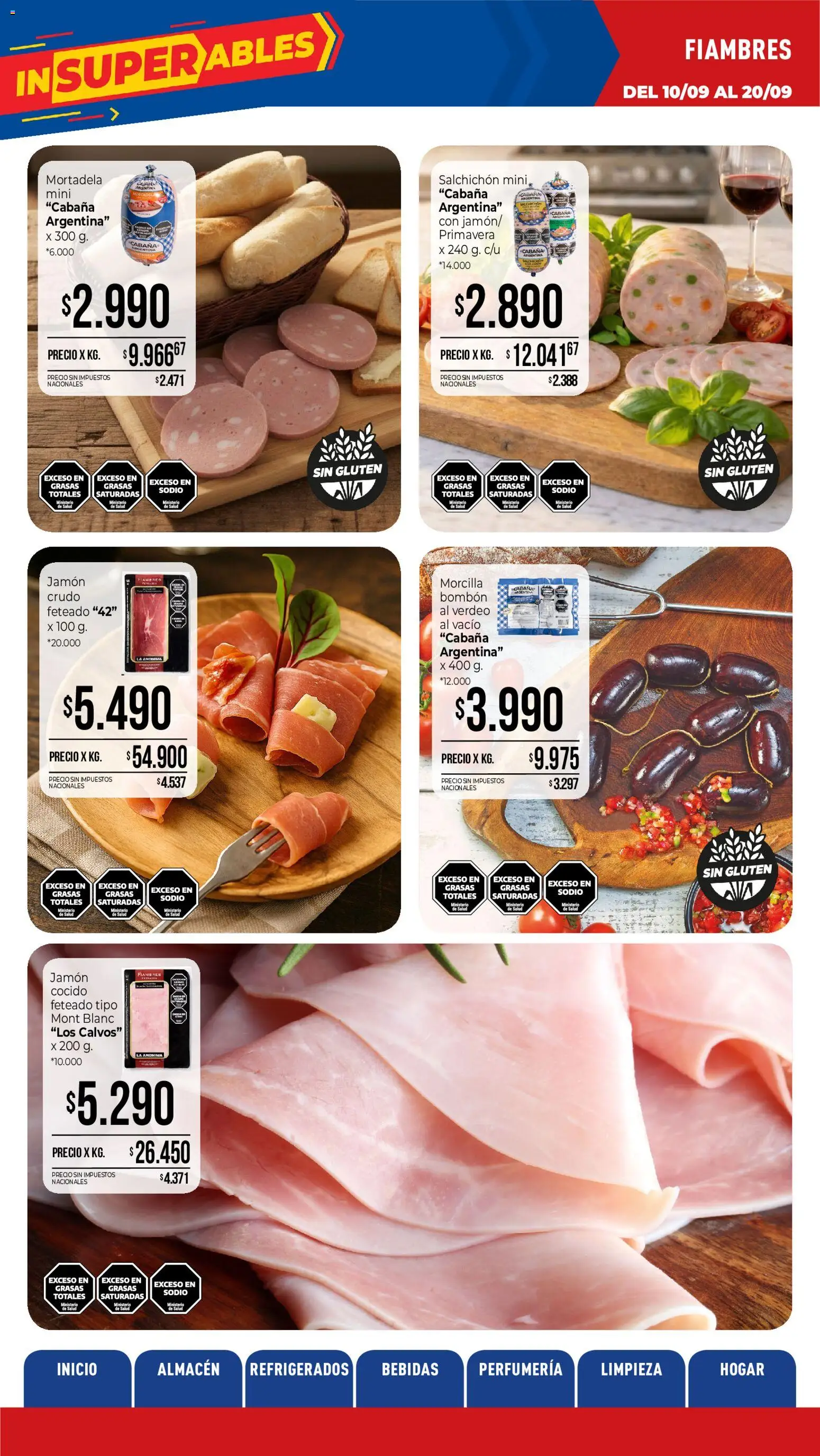 La Anonima catálogo │ válido desde el 10/09/2026 | Página: 3 | Productos: Bebidas, Mortadela, Morcilla, Jamón