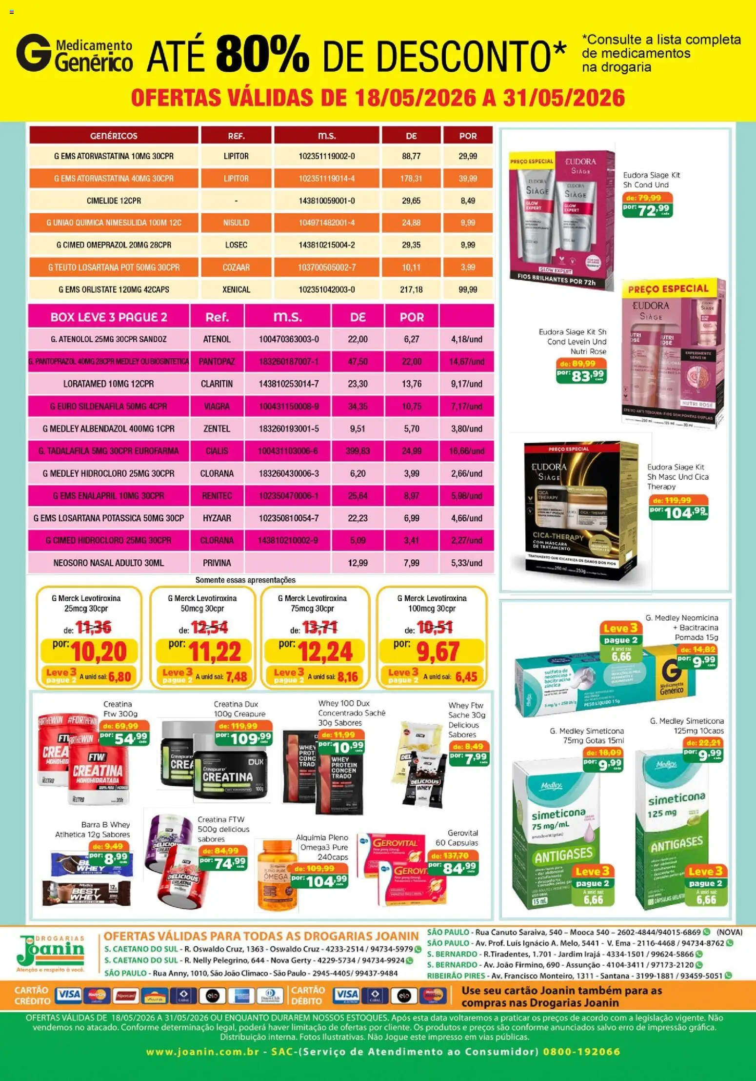Supermercados Joanin Folheto - válido de 18.05.2026 | Página: 2 | Produtos: Creatina, Tesoura, Pomada, Sal