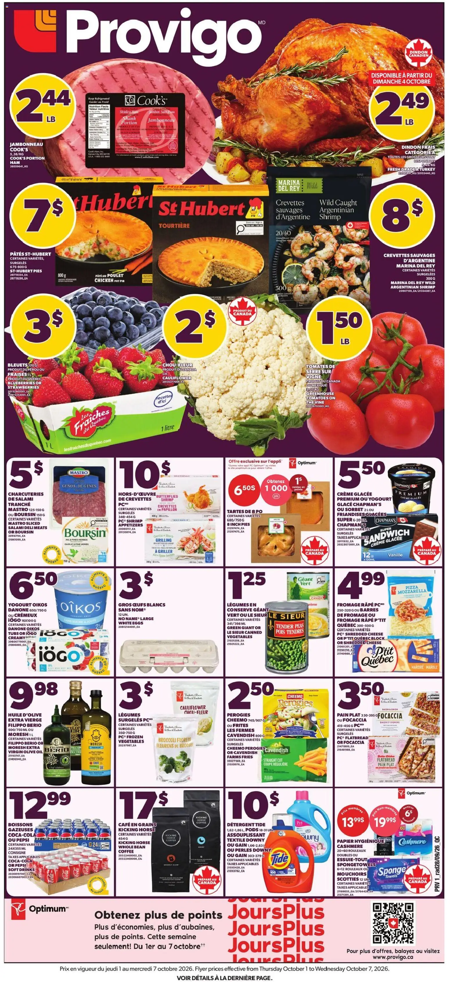 Provigo flyer valid from Oct 1, 2026 | Page: 1 | Products: PC, Turkey, Pâté, Herbs