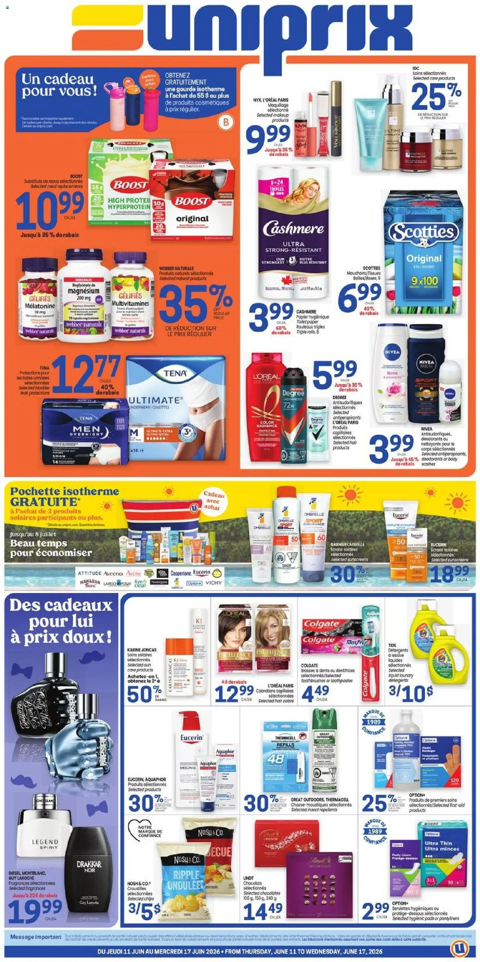 Uniprix flyer valid from 11.06.2026 | Page: 1 | Products: Chips, Sunscreen