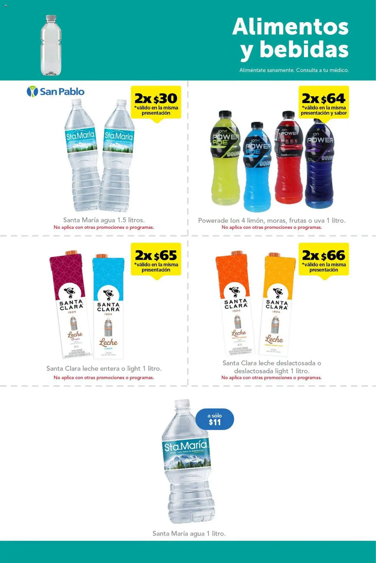 Nuevas ofertas de Farmacia San Pablo válidas en toda la República Mexicana desde el 09/08/2026. ¡Encuentra las mejores ofertas en Farmacia San Pablo catálogo! | Página: 13 | Productos: Agua, Leche entera, Leche, Bebidas