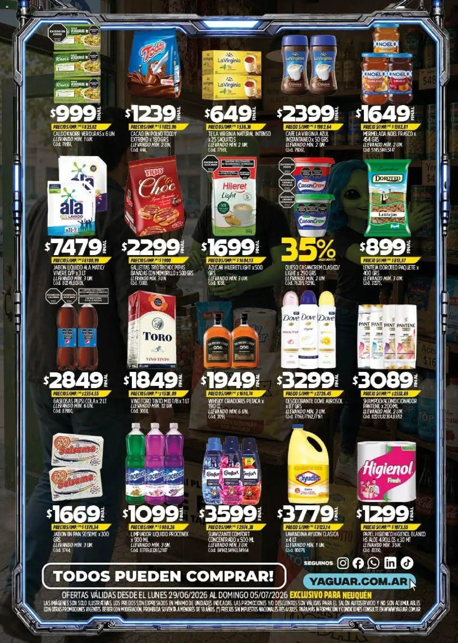 Yaguar - Oferta Semanal Neuquen │ válido desde el 29/06/2026 | Página: 2 | Productos: Papel higiénico, Galletitas, Cacao, Suavizante