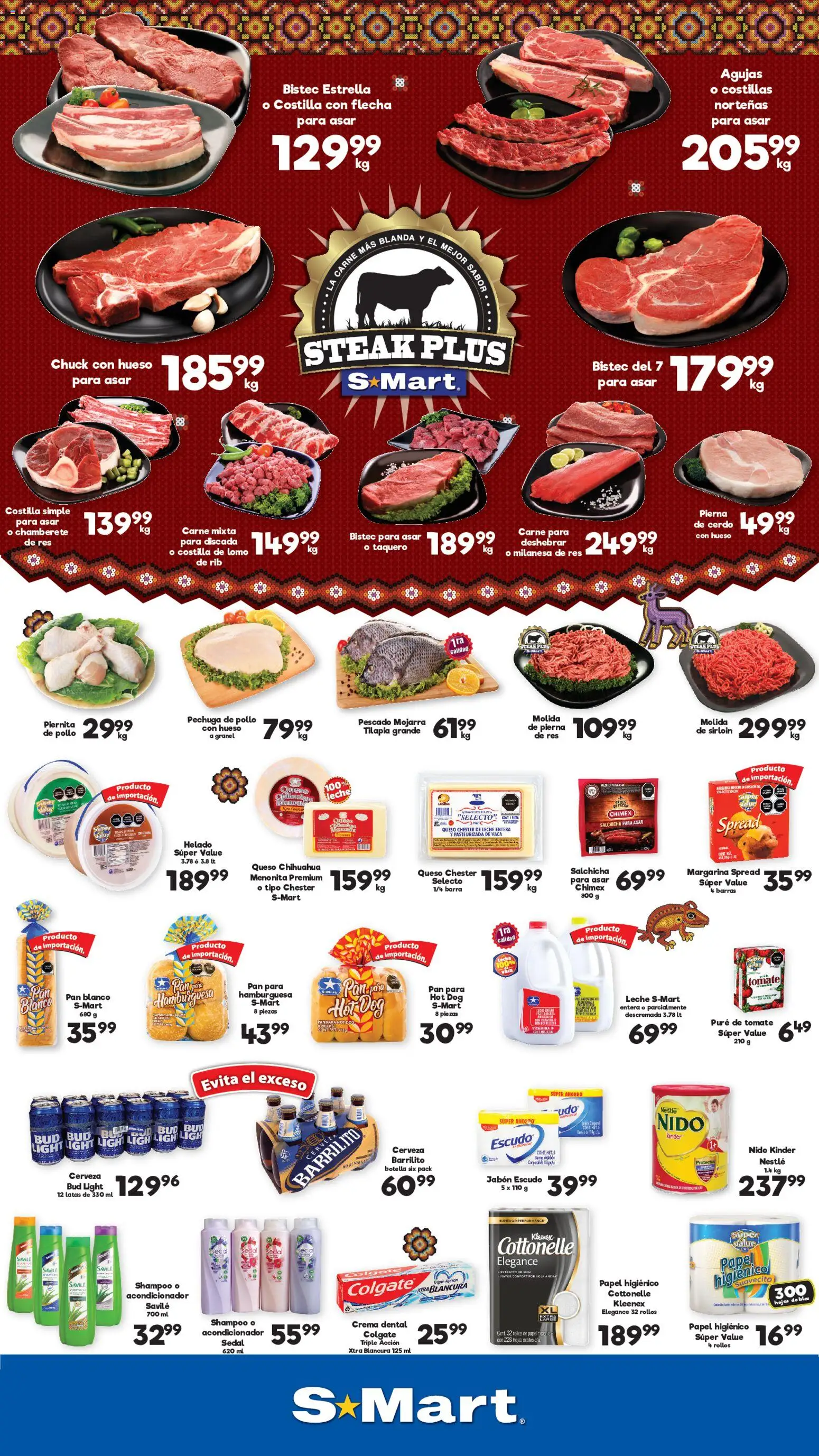 Nuevas ofertas de S-Mart válidas en toda la República Mexicana desde el 04/09/2026. ¡Encuentra las mejores ofertas en S-Mart folleto Matamoros, Nuevo Laredo, Reynosa! | Página: 1 | Productos: Milanesa, Steak, Puré, Jabón
