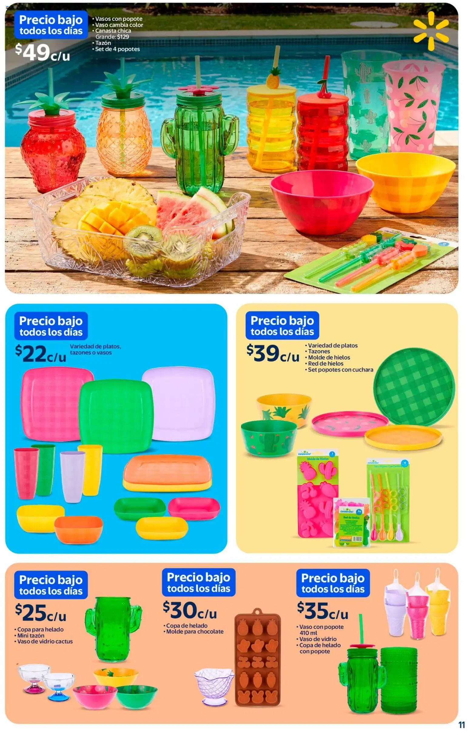 Nuevas ofertas de Walmart válidas en toda la República Mexicana desde el 05.03.2026. ¡Encuentra las mejores ofertas en Walmart folleto Sol, arena y bronceador a precios bajos! | Página: 11 | Productos: Helado, Molde, Canasta, Vasos