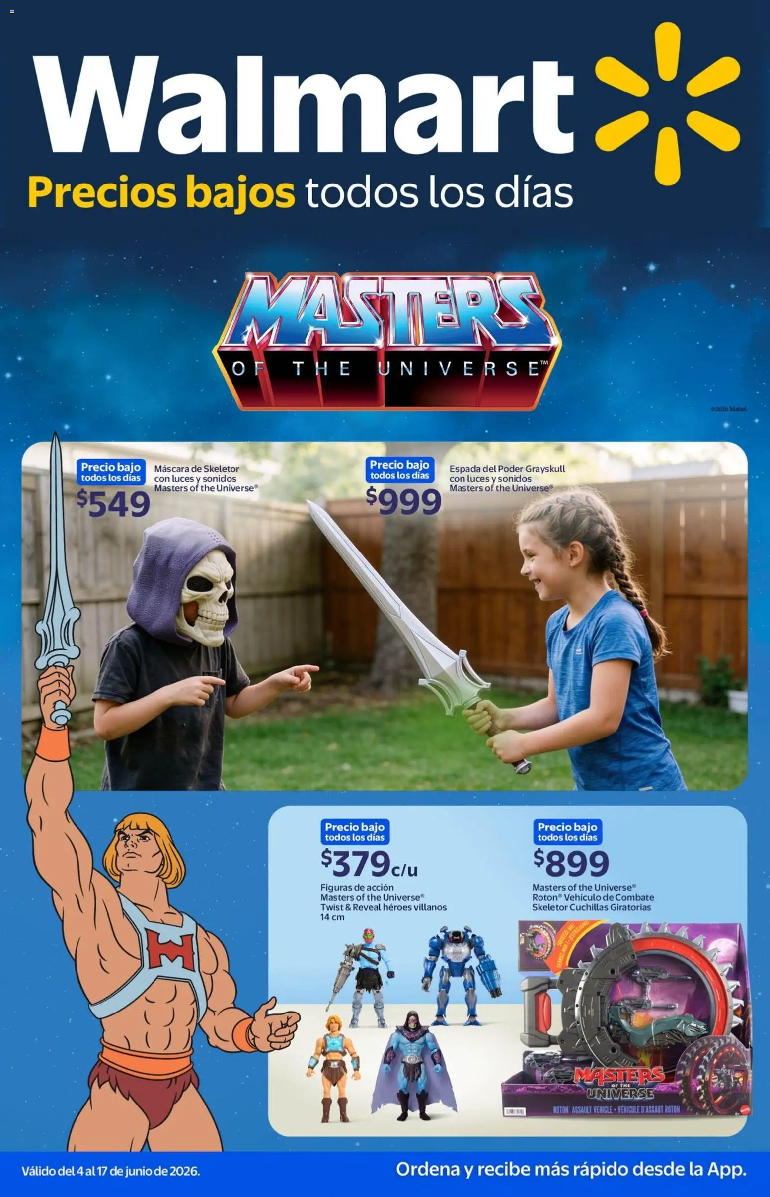Nuevas ofertas de Walmart válidas en toda la República Mexicana desde el 04.06.2026. ¡Encuentra las mejores ofertas en Walmart folleto Masters of the Universe! | Página: 1 | Productos: Máscara