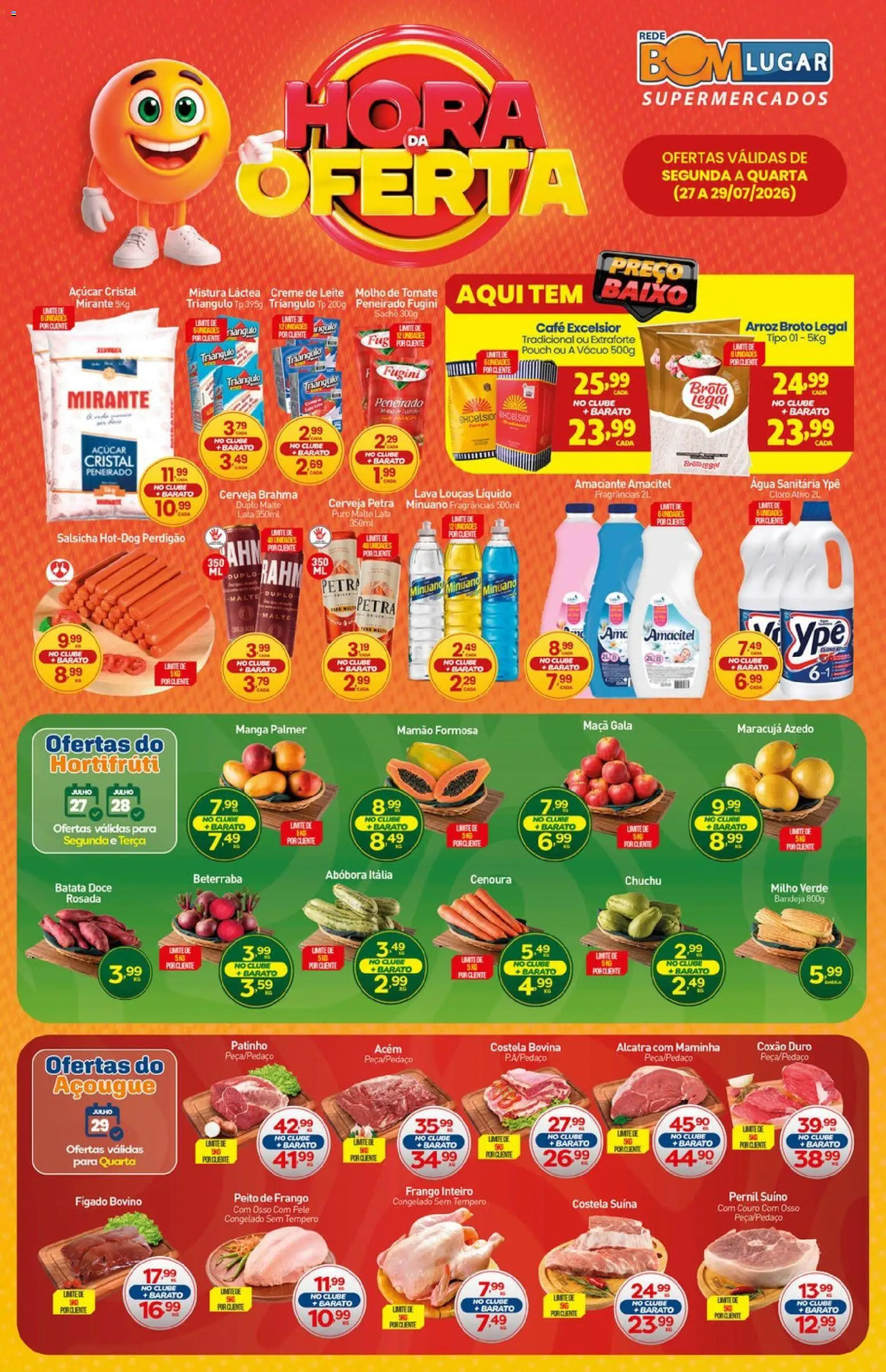 Rede Bom Lugar Folheto - válido de 27/07/2026 | Página: 1 | Produtos: Cenoura, Creme, Baixo, Amaciante