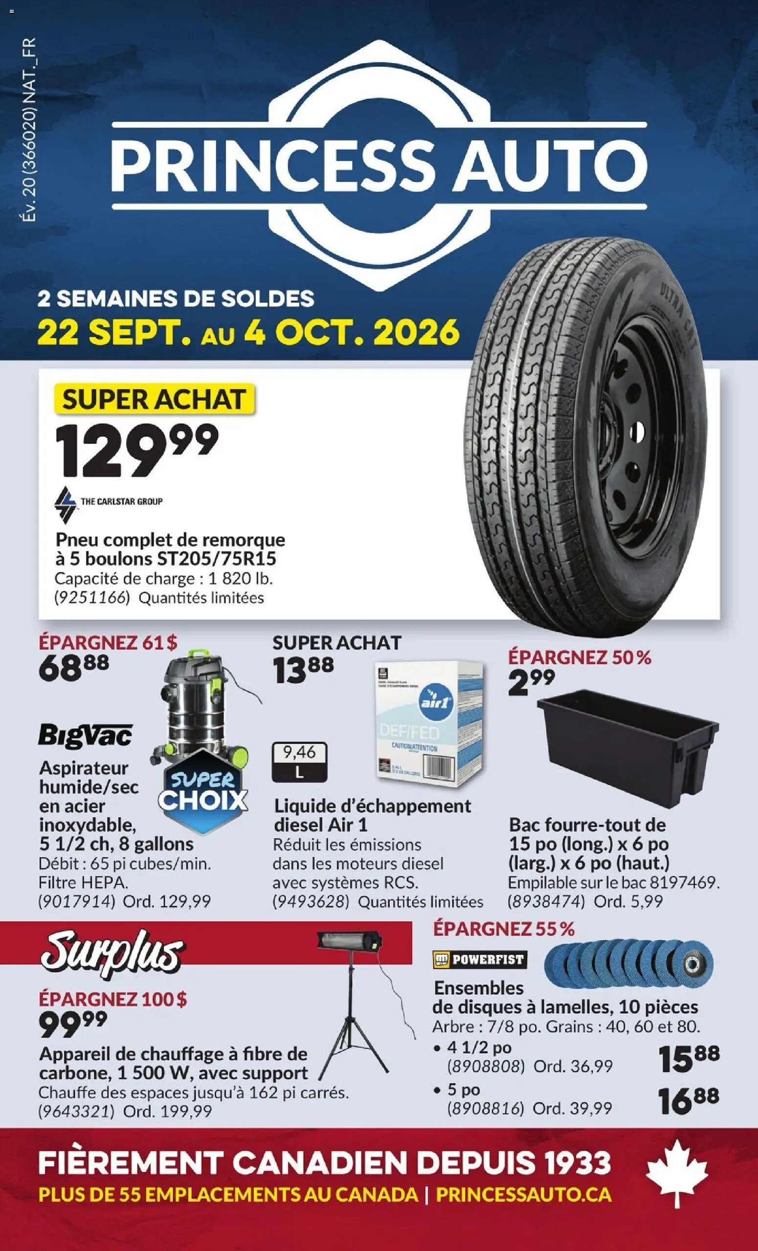Princess Auto flyer valid from Sep 22, 2026 | Page: 1 | Products: Grains