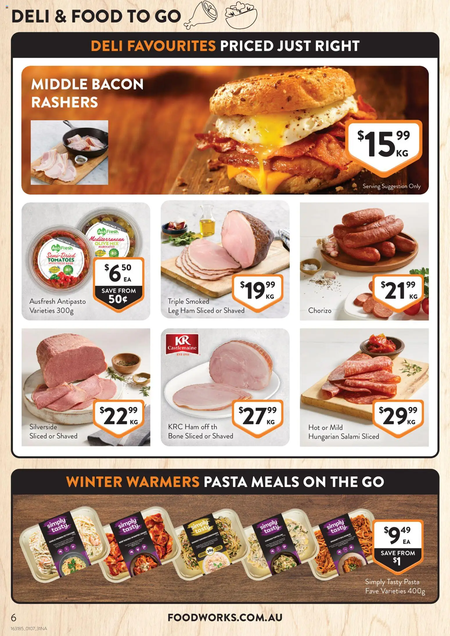 Foodworks catalogue - valid from 01/07/2026 | Page: 6 | Products: Salami, Chicken, Tomatoes, Pasta