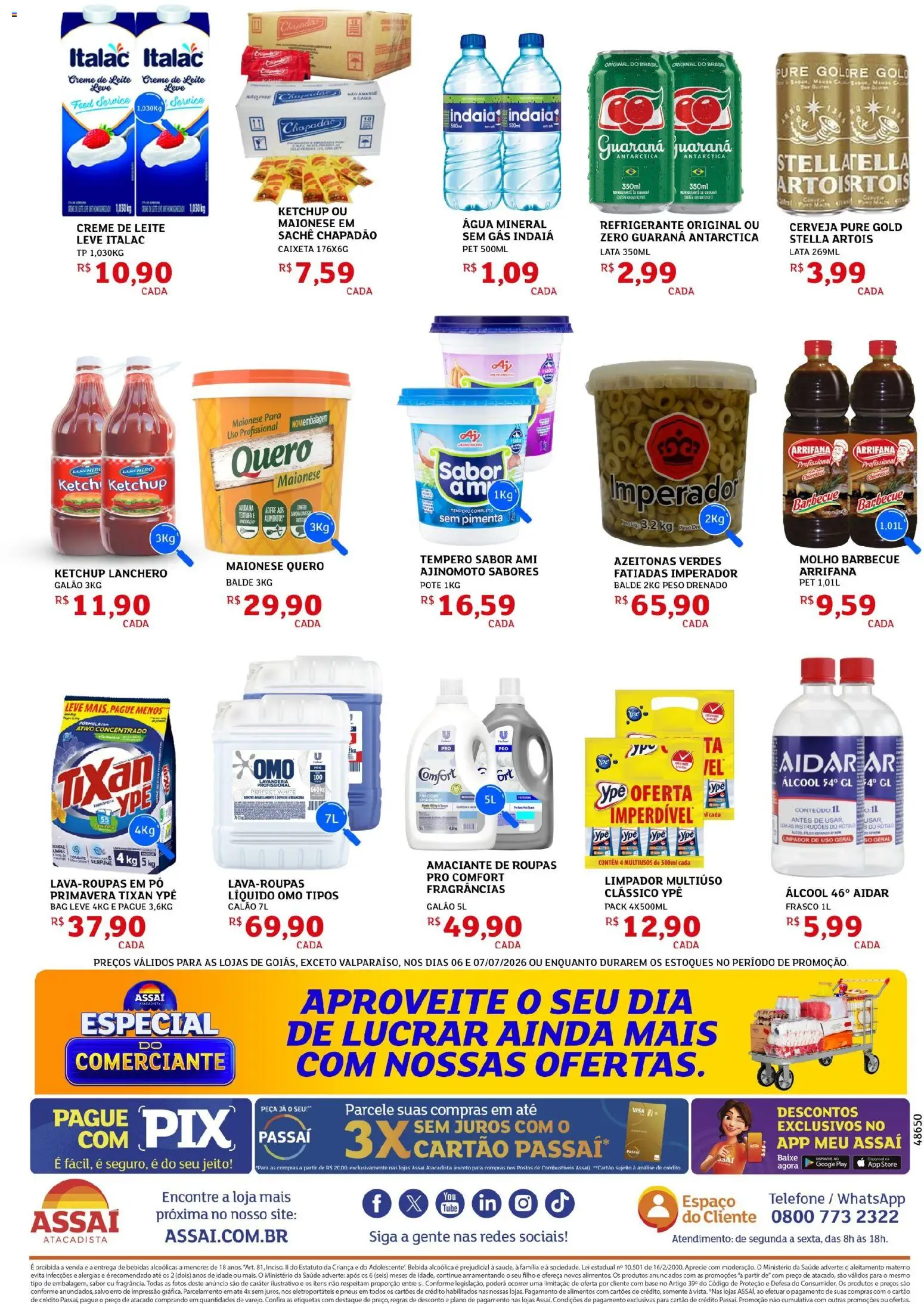Assaí Atacadista Folheto - válido de 07/07/2026 | Página: 2 | Produtos: Guaraná, Roupas, Telefone, Balde