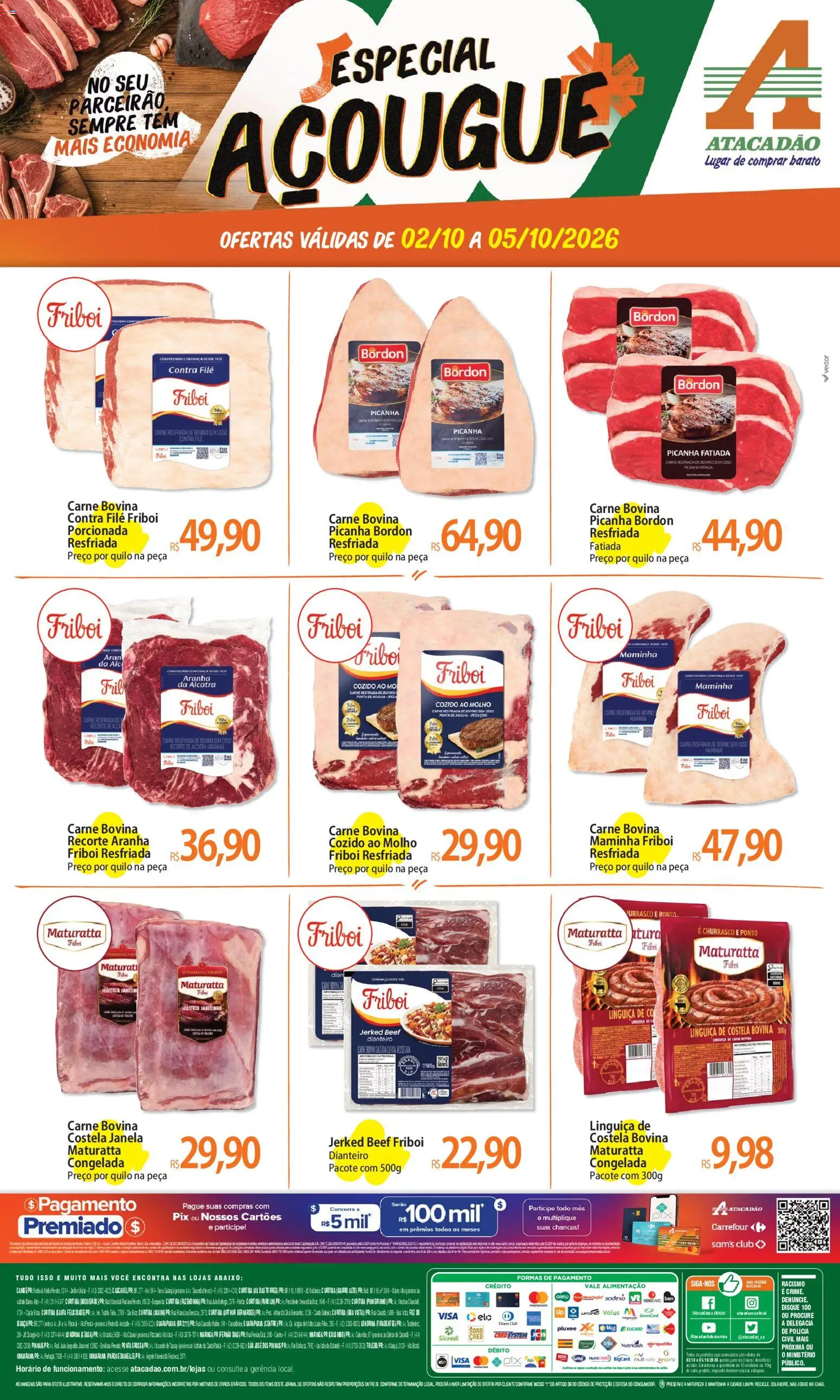 Atacadão Folheto - válido de 02/10/2026 | Página: 1 | Produtos: Pó, Carne bovina, Janela, Maminha