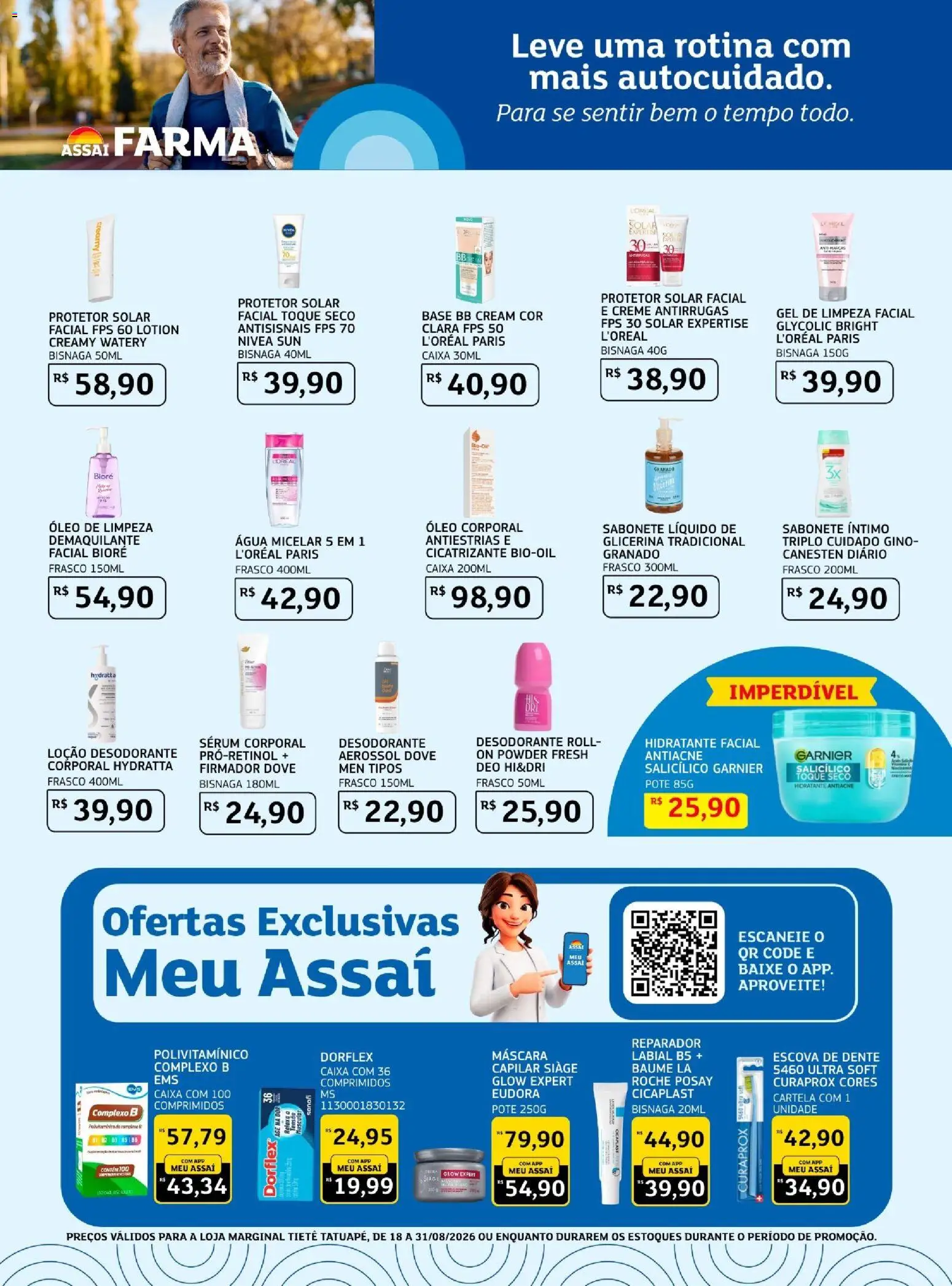 Assaí Atacadista Folheto - válido de 17/08/2026 | Página: 3 | Produtos: Água micelar, Escova de dente, Gel de limpeza, Dove