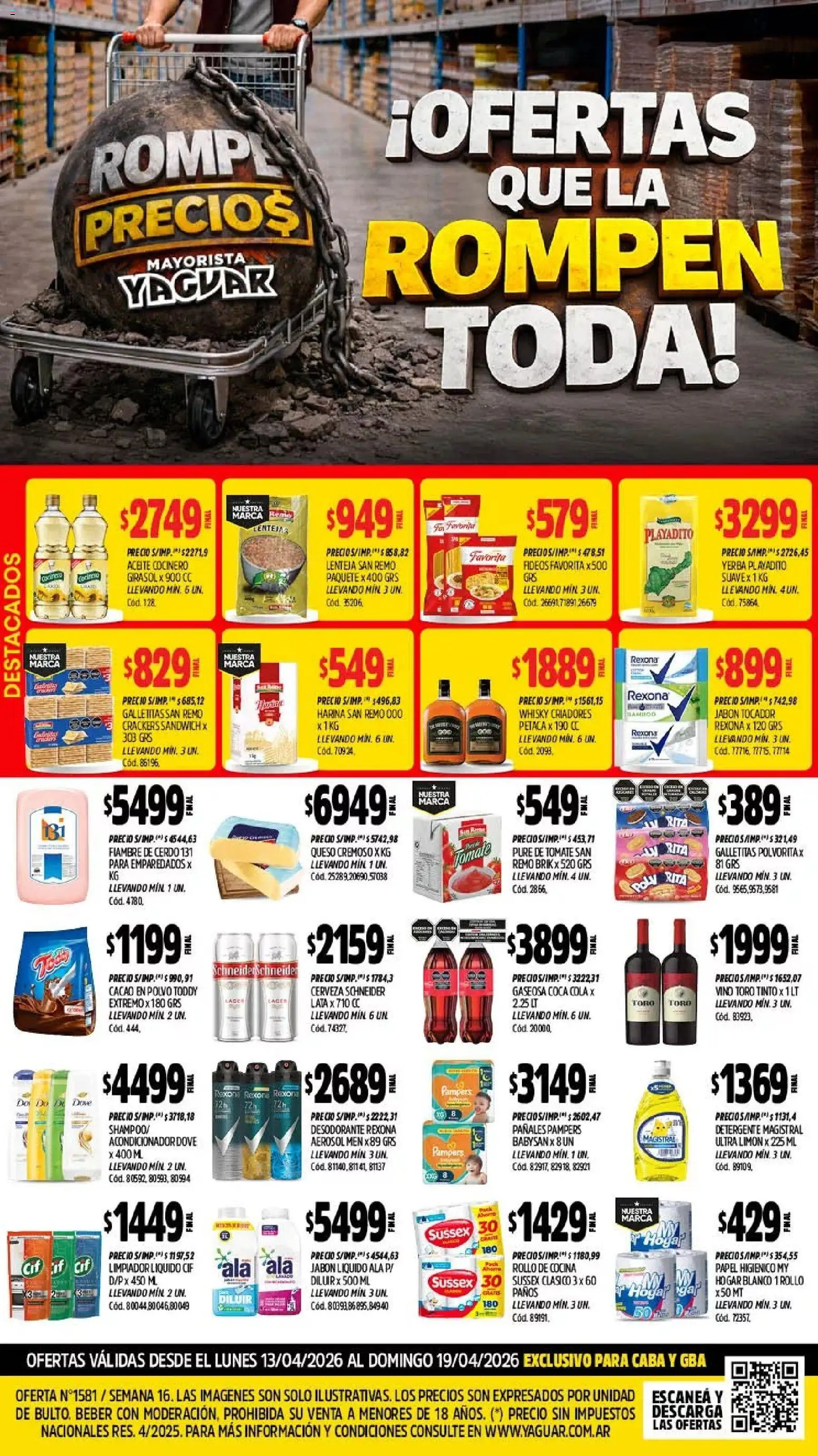 Yaguar catálogo │ válido desde el 13.04.2026 | Página: 1 | Productos: Acondicionador, Detergente, Queso, Limpiador