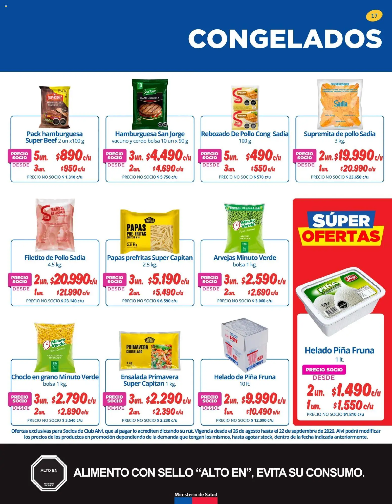 Alvi catálogo │ válido desde el 25.08.2026 | Página: 17 | Productos: Bolsa, Hamburguesa, Choclo, Arvejas