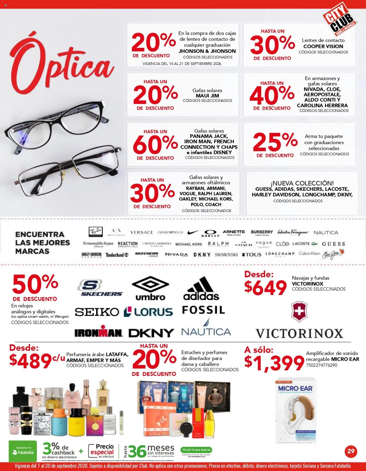 Nuevas ofertas de City Club válidas en toda la República Mexicana desde el 01/09/2026. ¡Encuentra las mejores ofertas en City Club catálogo! | Página: 29 | Productos: Lentes de contacto, Gin, Lentes, Perfumes