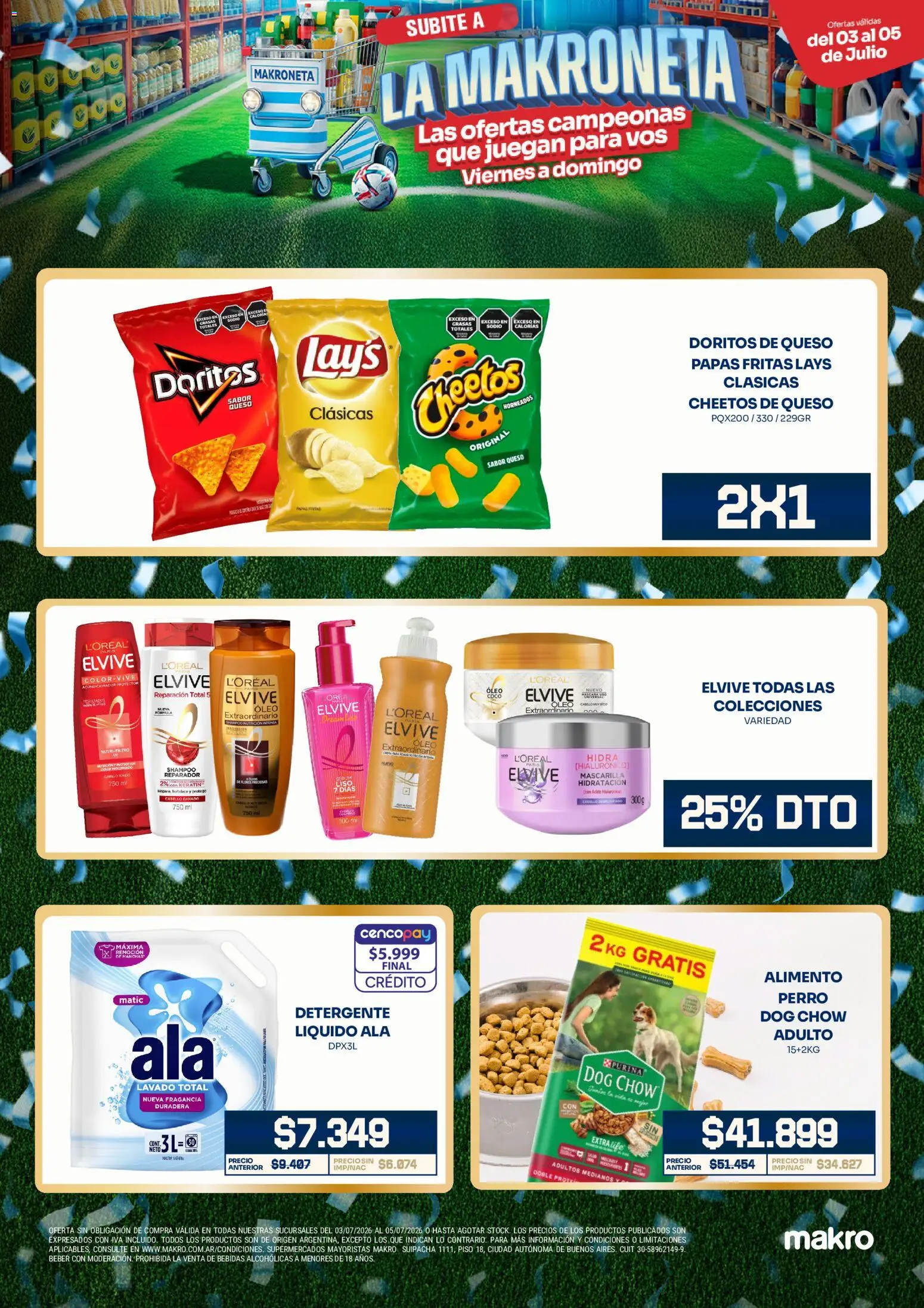 Makro ofertas │ válido desde el 03/07/2026 | Página: 3 | Productos: Mascarilla, Acondicionador, Detergente, Papas fritas