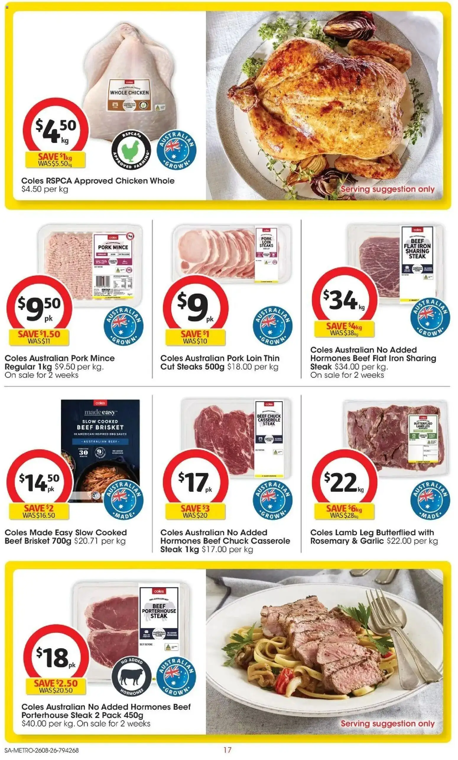 ﻿Coles catalogue valid from 26/08/2026 > Online Australia | Page: 17 | Products: Pork loin, Beef, Sauce, Iron
