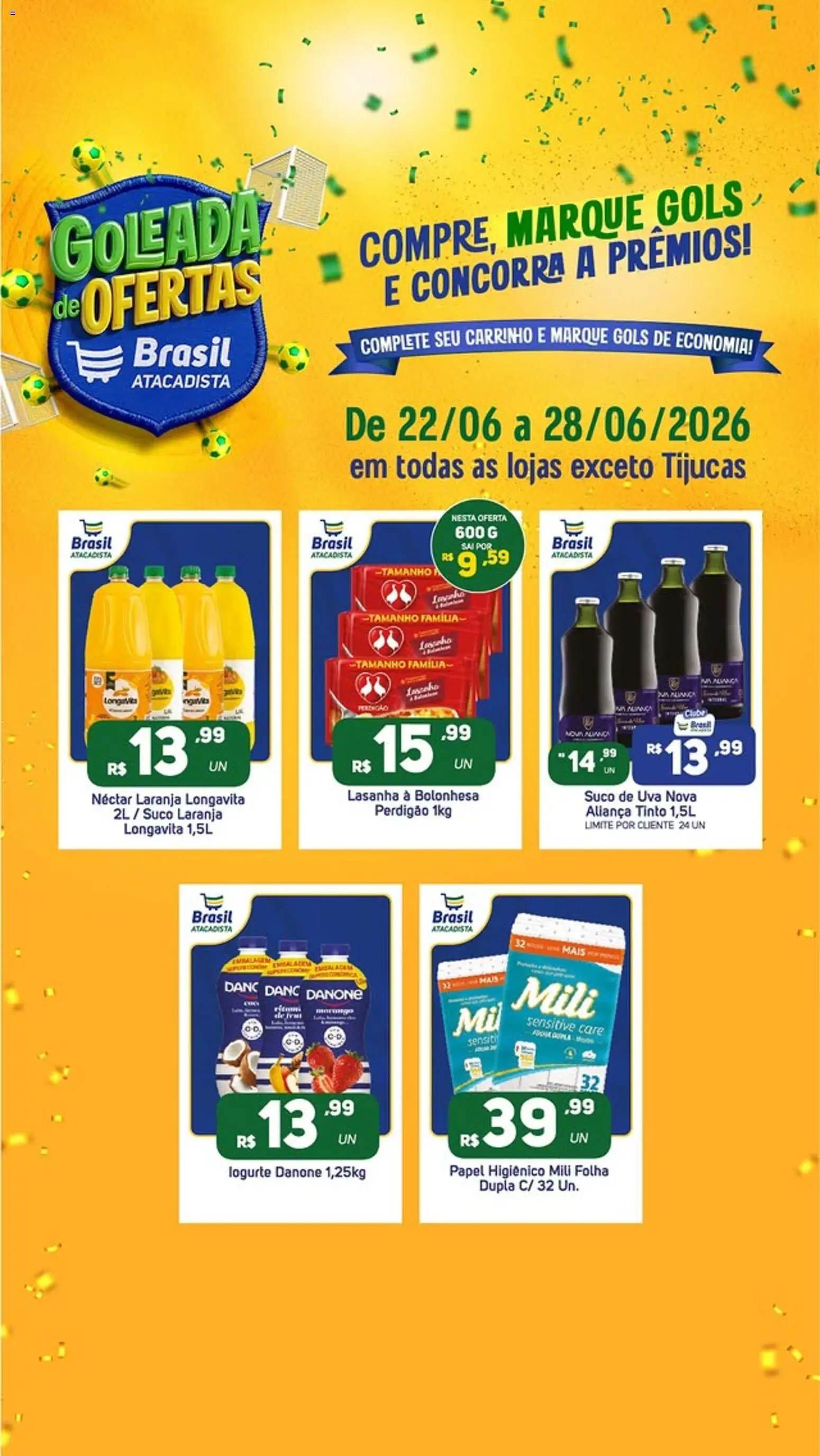 Brasil Atacadista Folheto - válido de 22/06/2026 | Página: 3 | Produtos: Suco, Carrinho, Lasanha, Papel higiênico