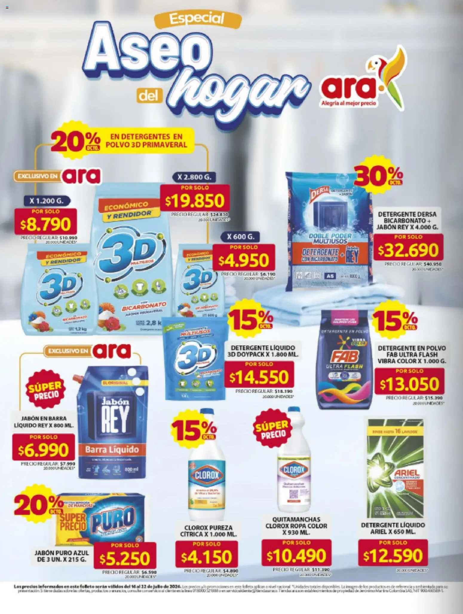 Ara revista - valida desde el 16/07/2026 | Página: 15 | Productos: Polvo, Jabón, Detergente, Ropa