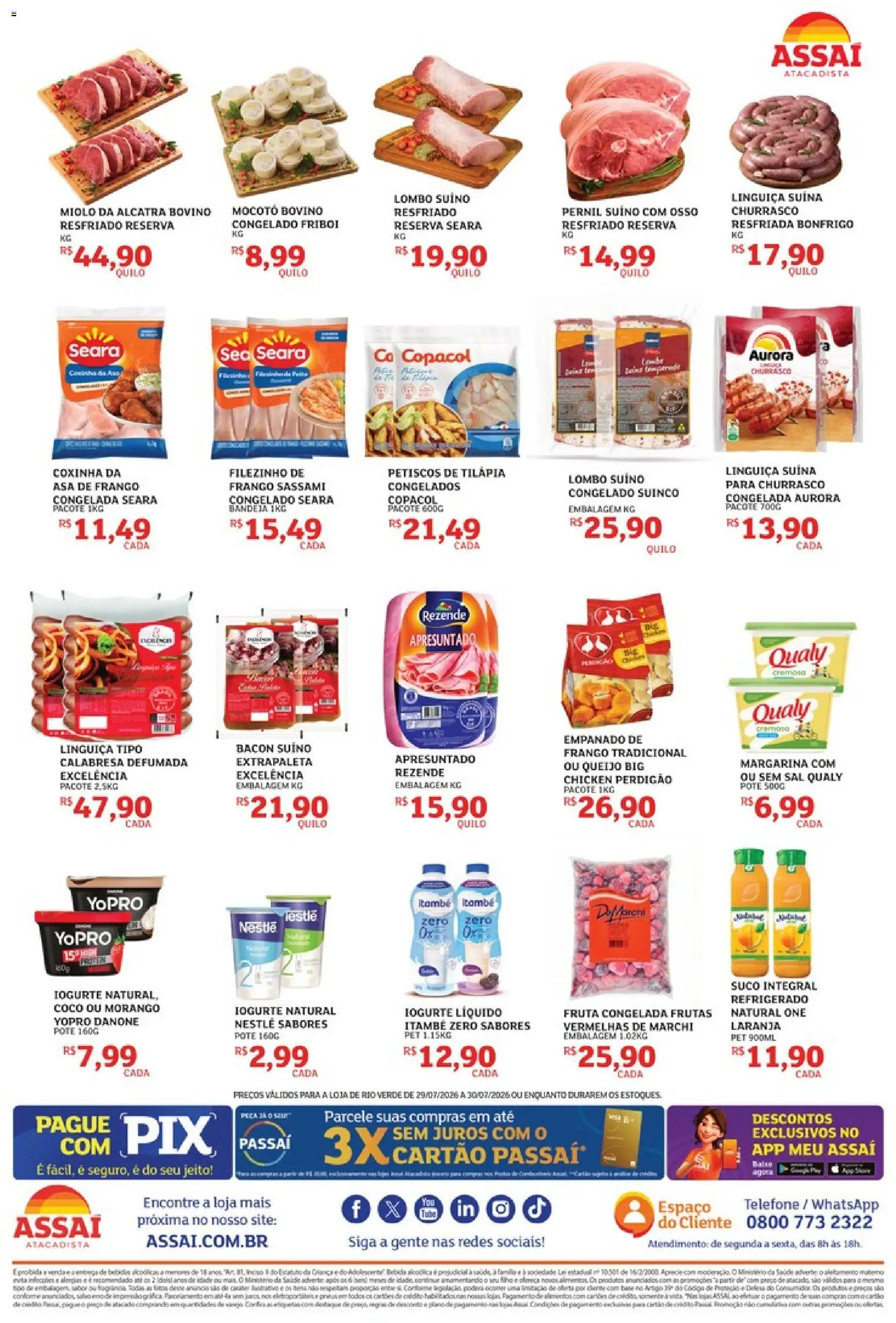 Assaí Atacadista Folheto - válido de 29/07/2026 | Página: 2 | Produtos: Lombo, Suco, Sal, Frango