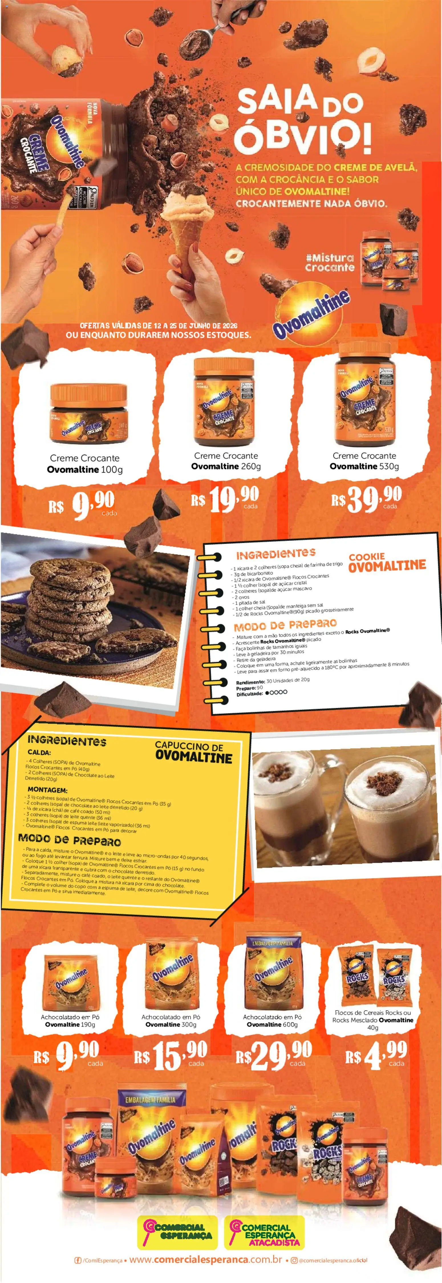 Comercial Esperança Folheto - válido de 12.06.2026 | Página: 1 | Produtos: Achocolatado, Manteiga, Faca, Açúcar