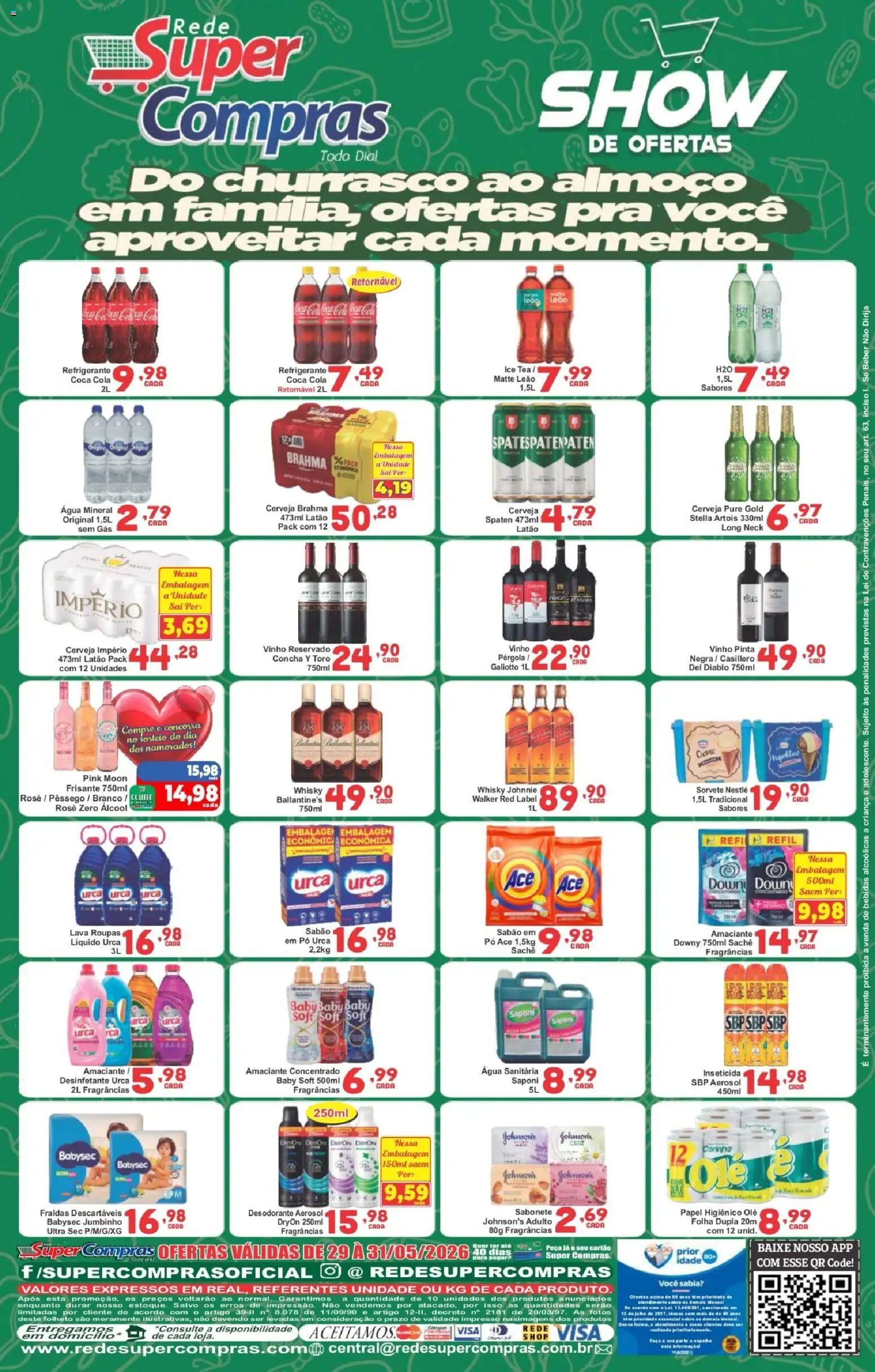Rede Super Compras Folheto - válido de 29.05.2026 | Página: 2 | Produtos: Faca, Sabonete, Refrigerante, Fraldas