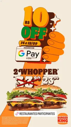 Burger King ofertas Whopper - Pré-Visualização do folheto da loja Burger King, válido de 14/09/2026