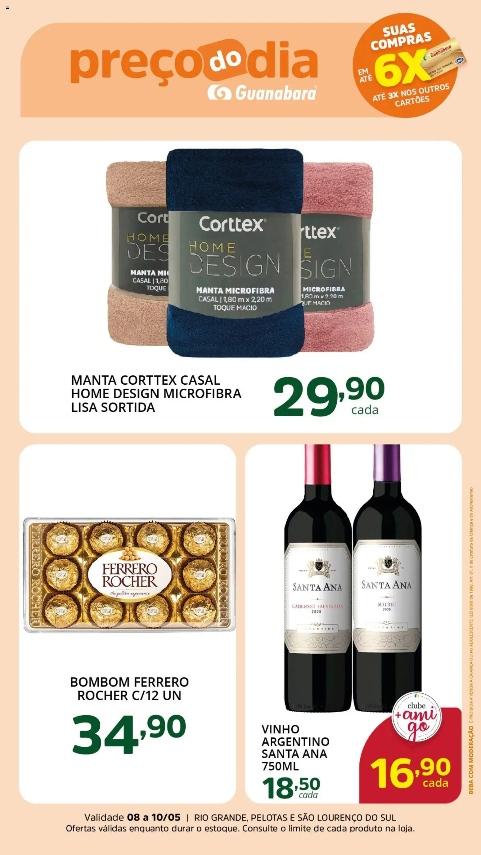 Supermercado Guanabara Folheto - válido de 08.05.2026 | Página: 2 | Produtos: Vinho, Ferrero Rocher, Bombom