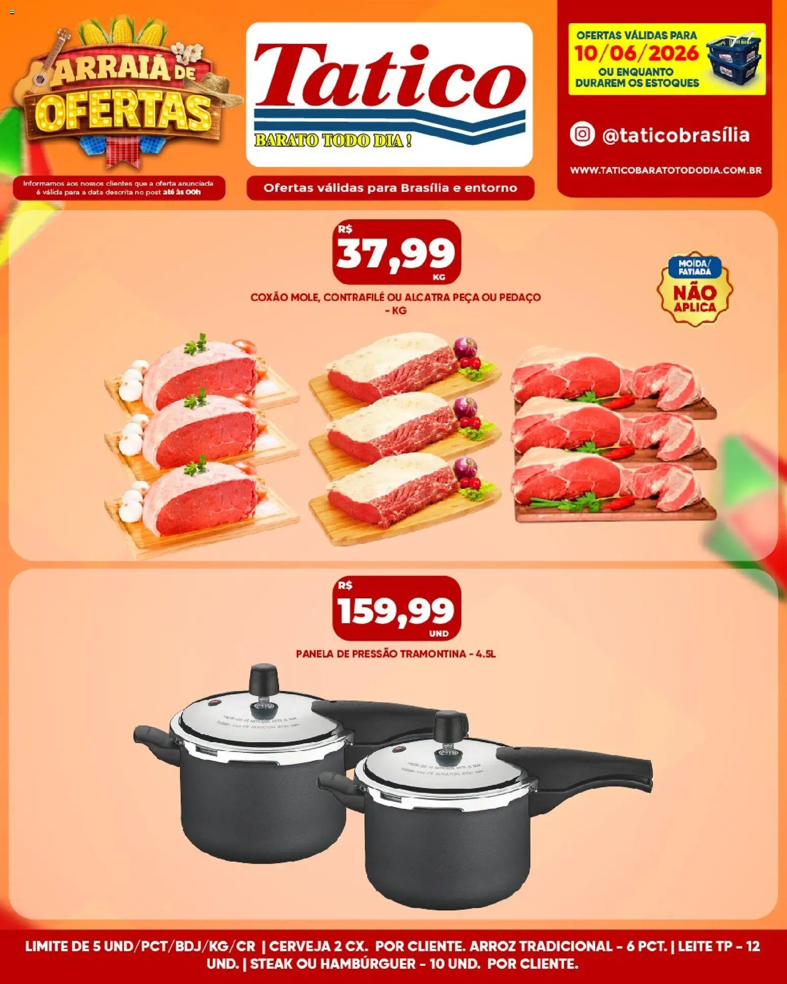 Tatico Folheto - válido de 11.06.2026 | Página: 48 | Produtos: Panela, Alcatra, Leite, Hambúrguer