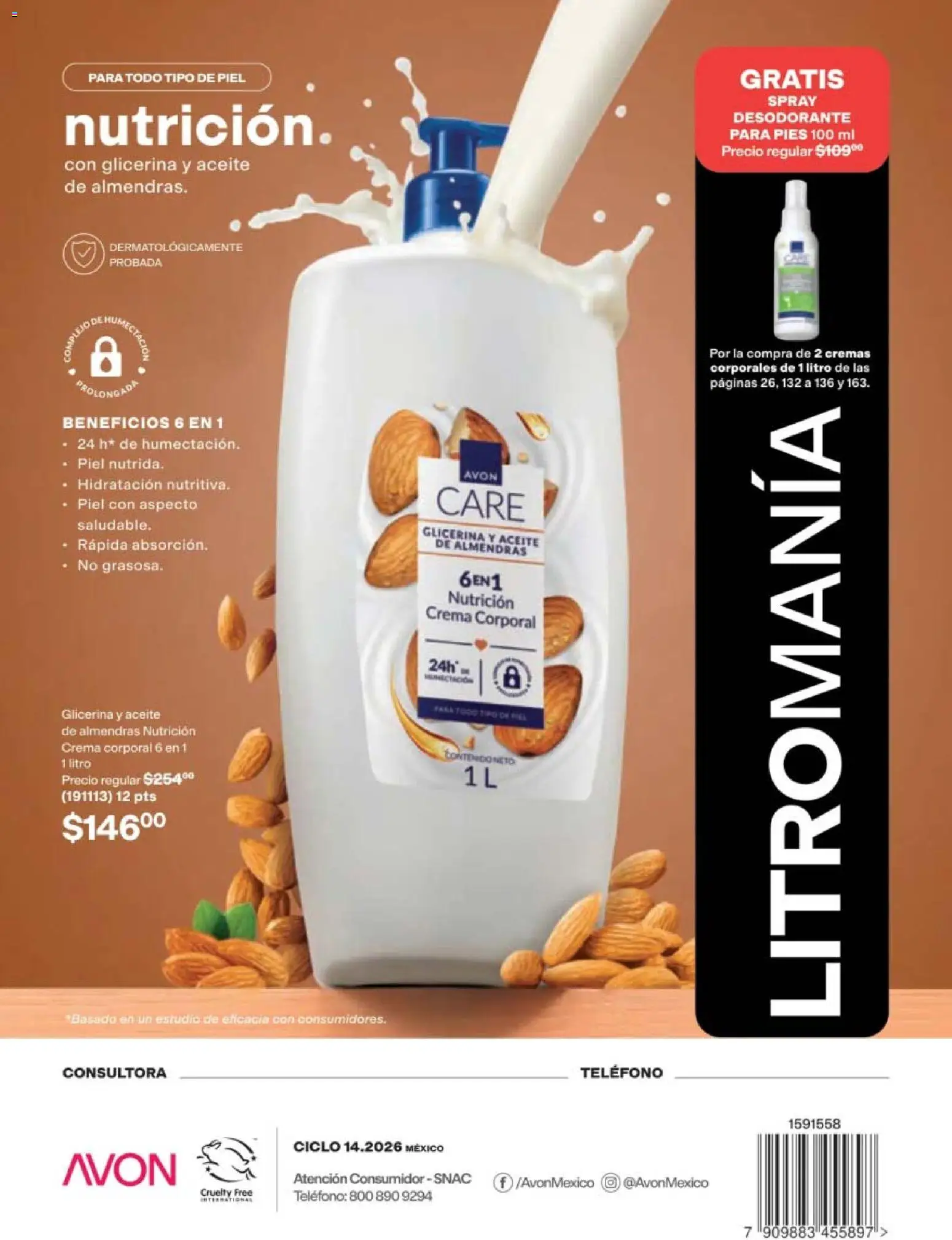 Nuevas ofertas de AVON válidas en toda la República Mexicana desde el 11/09/2026. ¡Encuentra las mejores ofertas en AVON campaña 14 2026! | Página: 160 | Productos: Desodorante, Almendras, Aceite, Teléfono