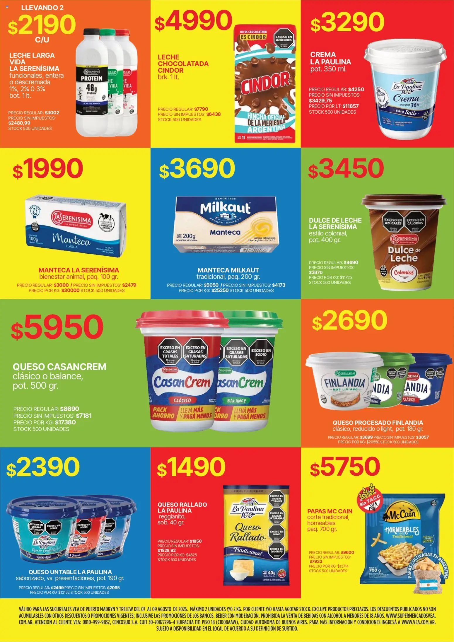 Vea - Volante fin de semana Chubut │ válido desde el 07/08/2026 | Página: 6 | Productos: Untable, Dulce, Papas, Crema