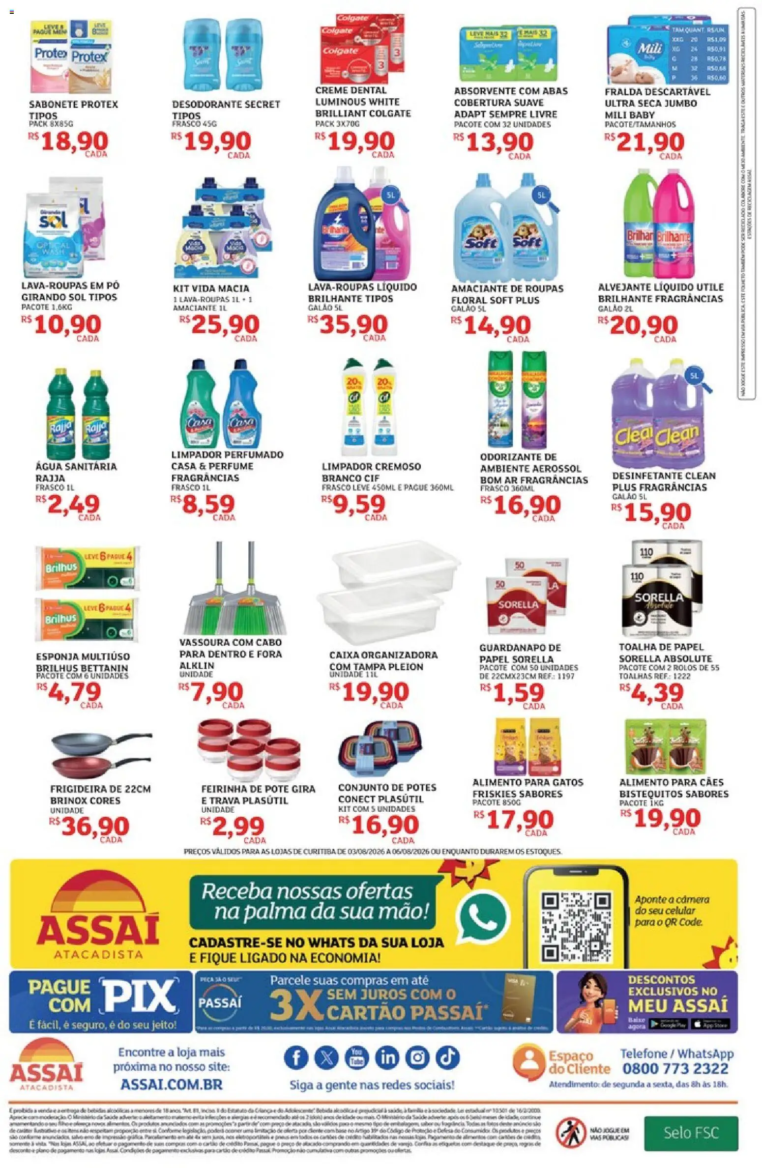 Assaí Atacadista Folheto - válido de 03/08/2026 | Página: 4 | Produtos: Desodorante, Caixa, Girando sol, Guardanapo