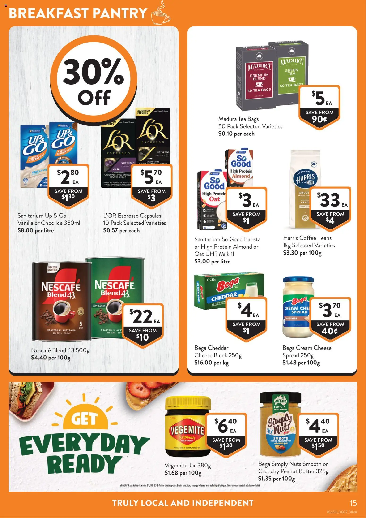 Foodworks catalogue - valid from 08/07/2026 | Page: 15 | Products: Milk, Coffee, Tea, Vegemite