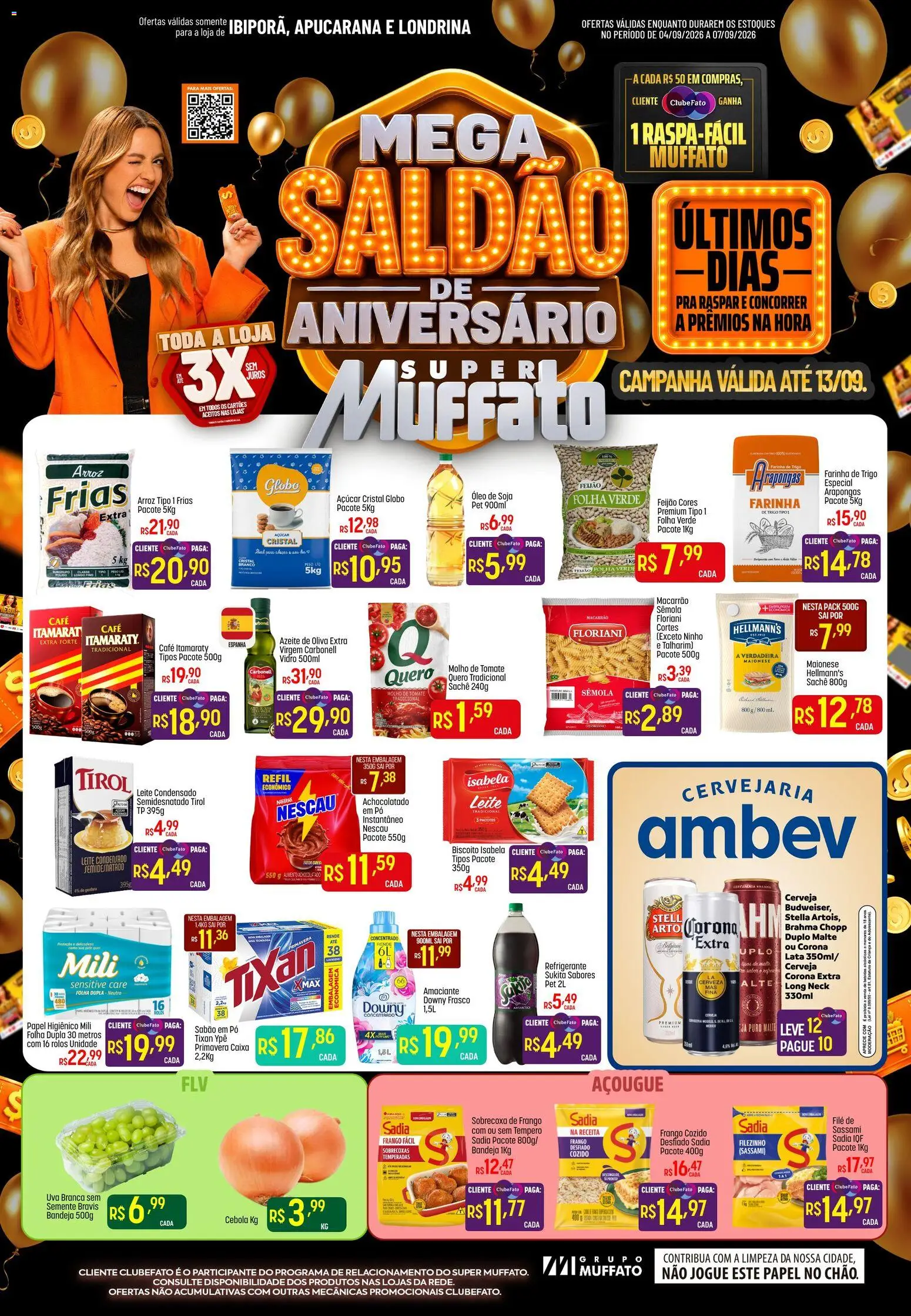 Super Muffato Folheto - válido de 04/09/2026 | Página: 1 | Produtos: Cebola, Bebidas, Soja, Açúcar cristal