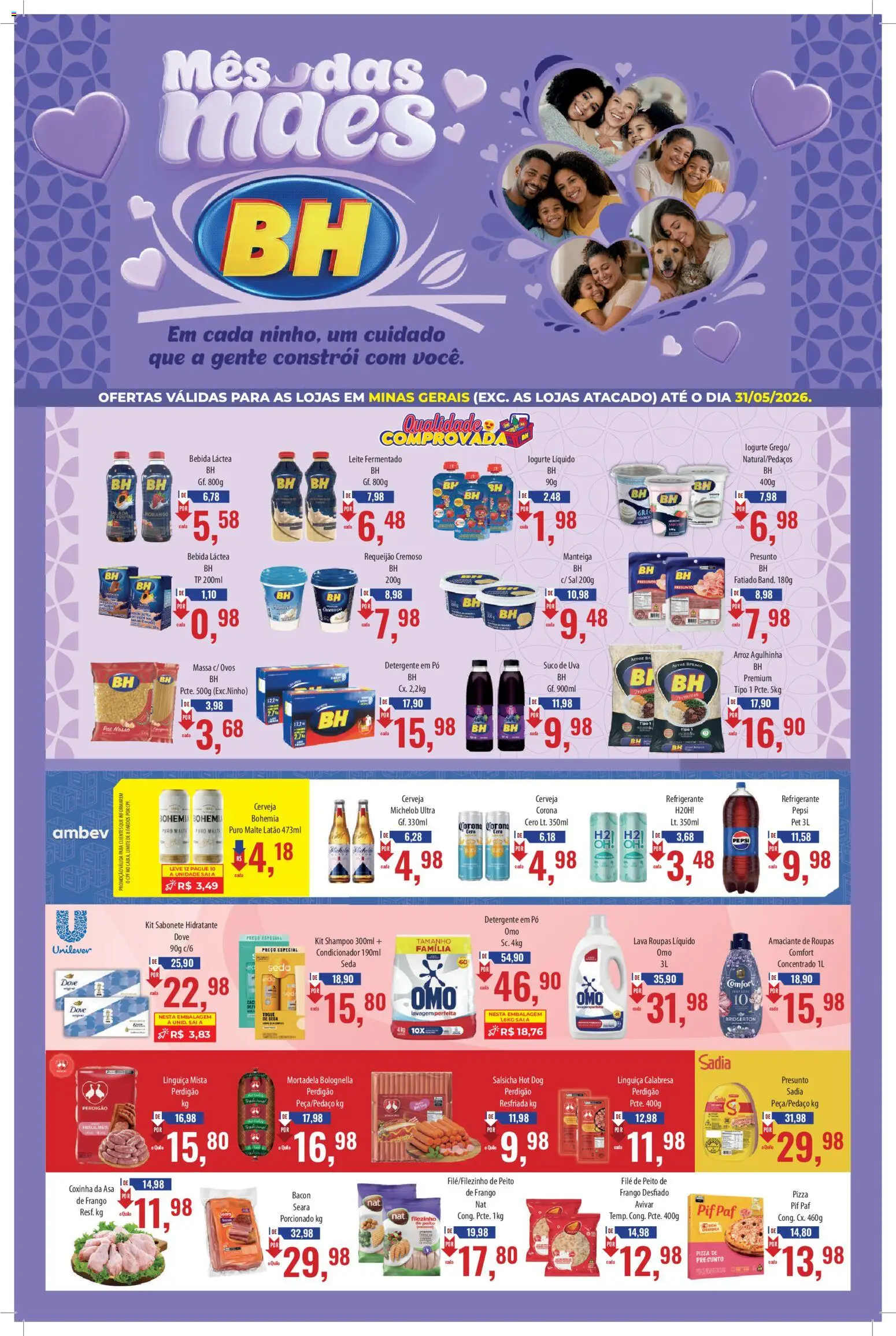 Supermercados BH Folheto - válido de 18.05.2026 | Página: 1 | Produtos: Saia, Bebida, Sal, Leite fermentado
